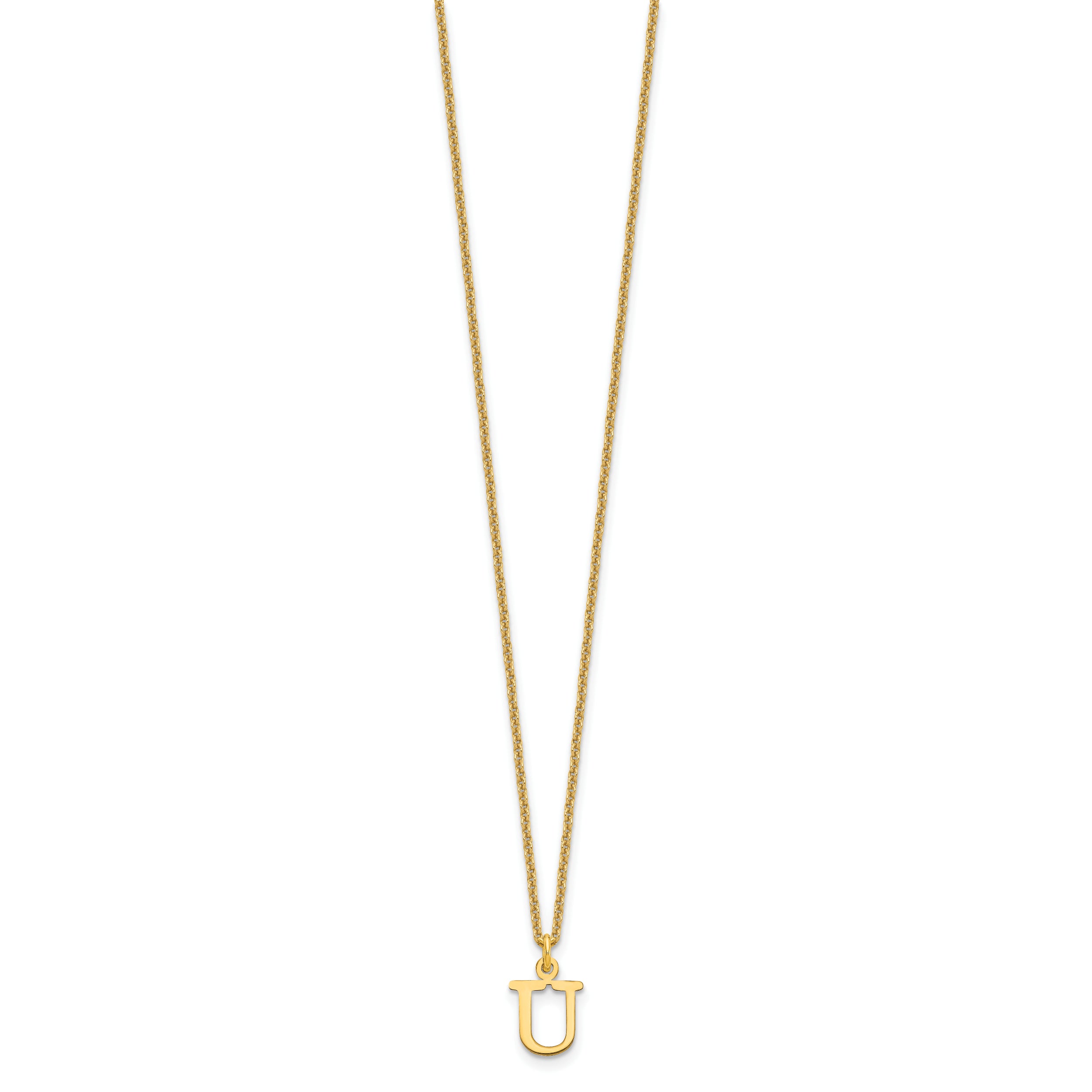 10KY Cutout Letter U Initial Necklace