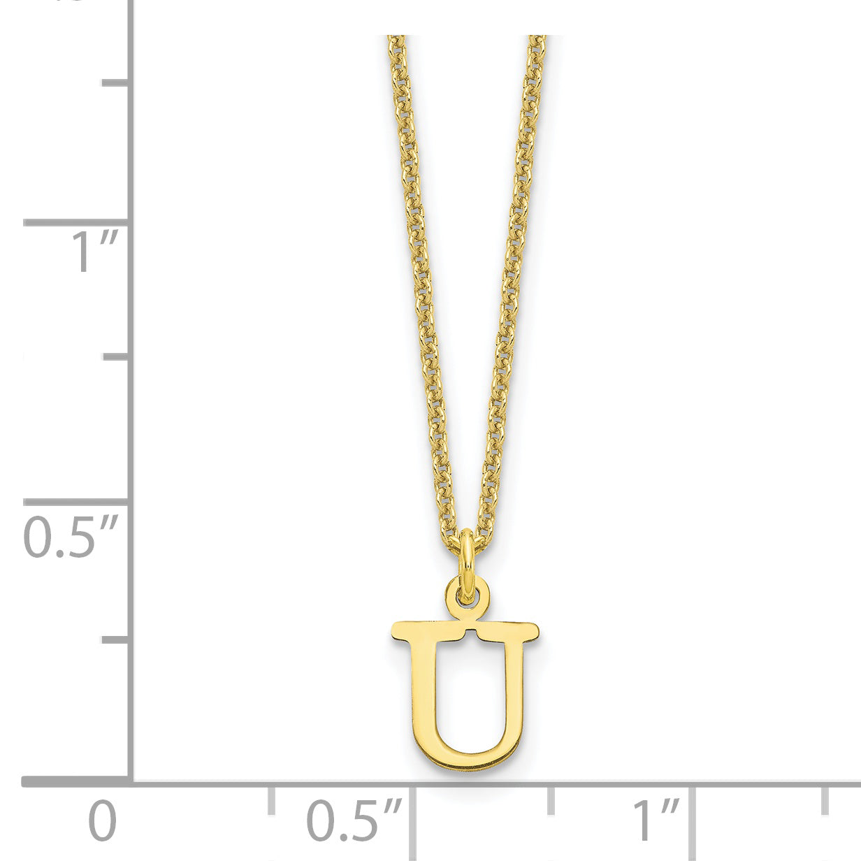 10KY Cutout Letter U Initial Necklace