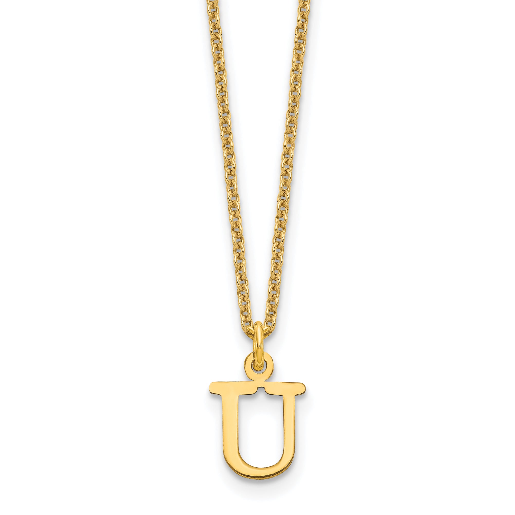 10KY Cutout Letter U Initial Necklace