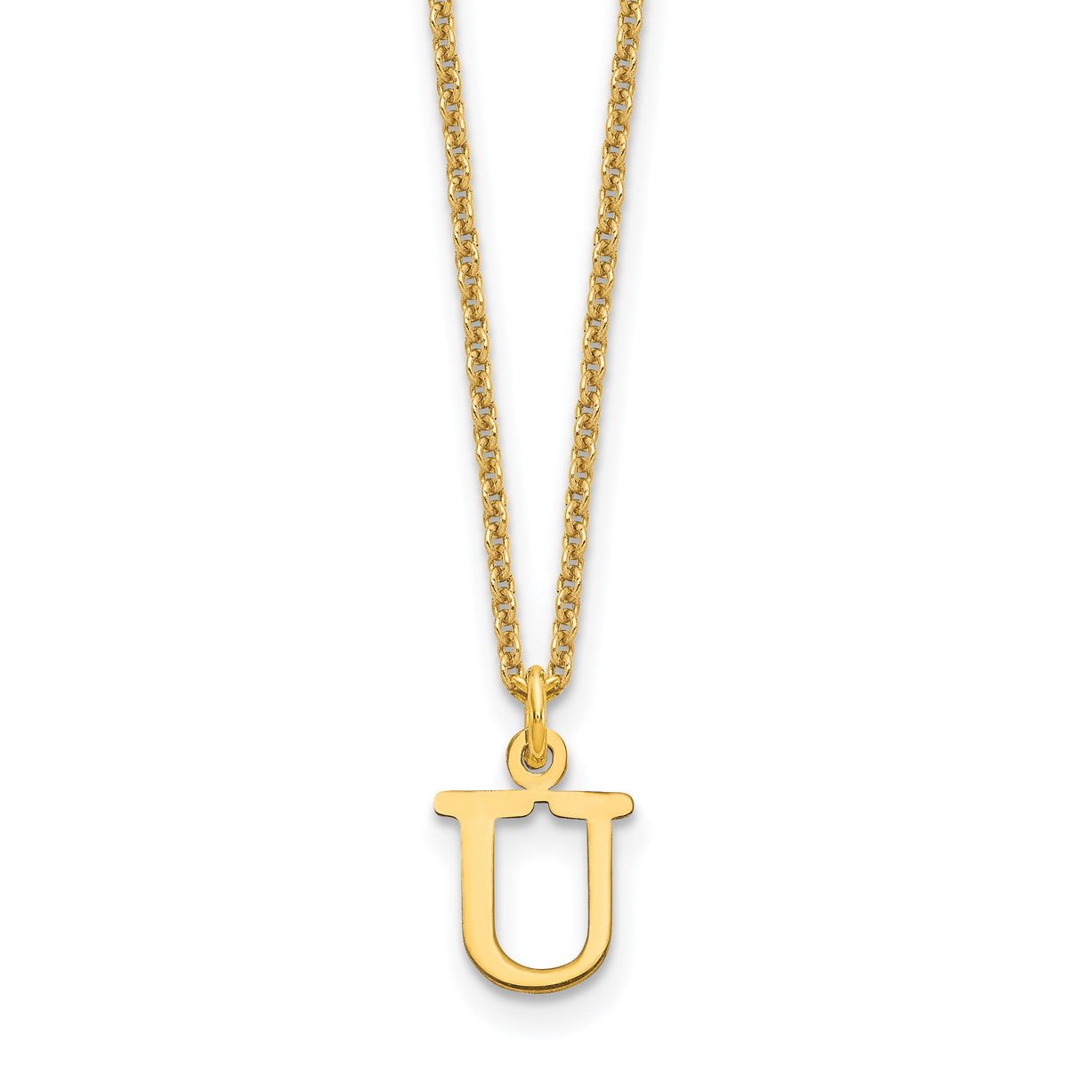 10KY Cutout Letter U Initial Necklace