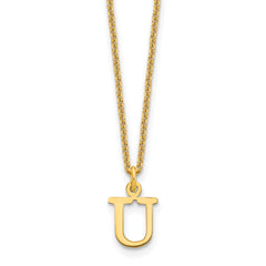 10KY Cutout Letter U Initial Necklace