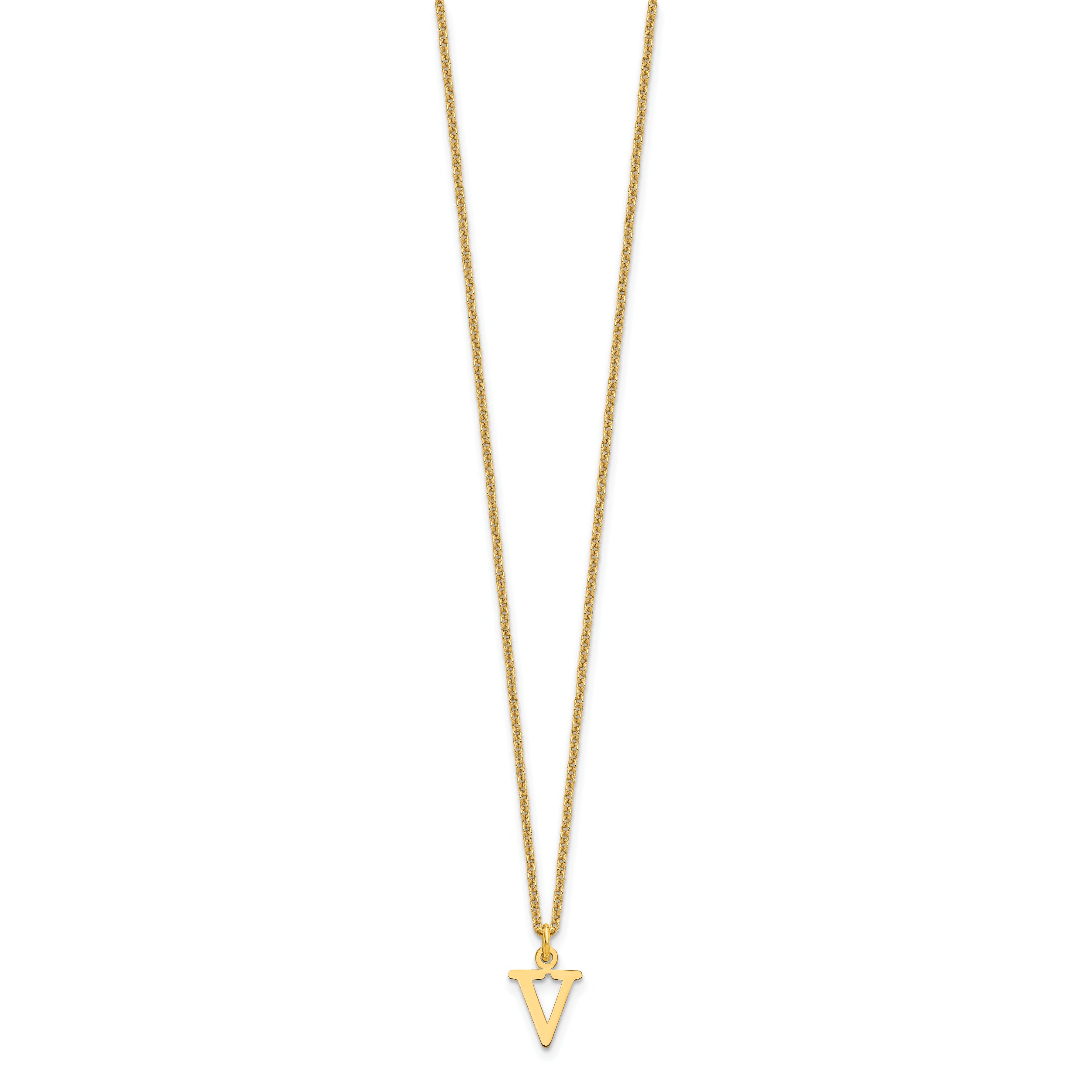 10KY Cutout Letter V Initial Necklace