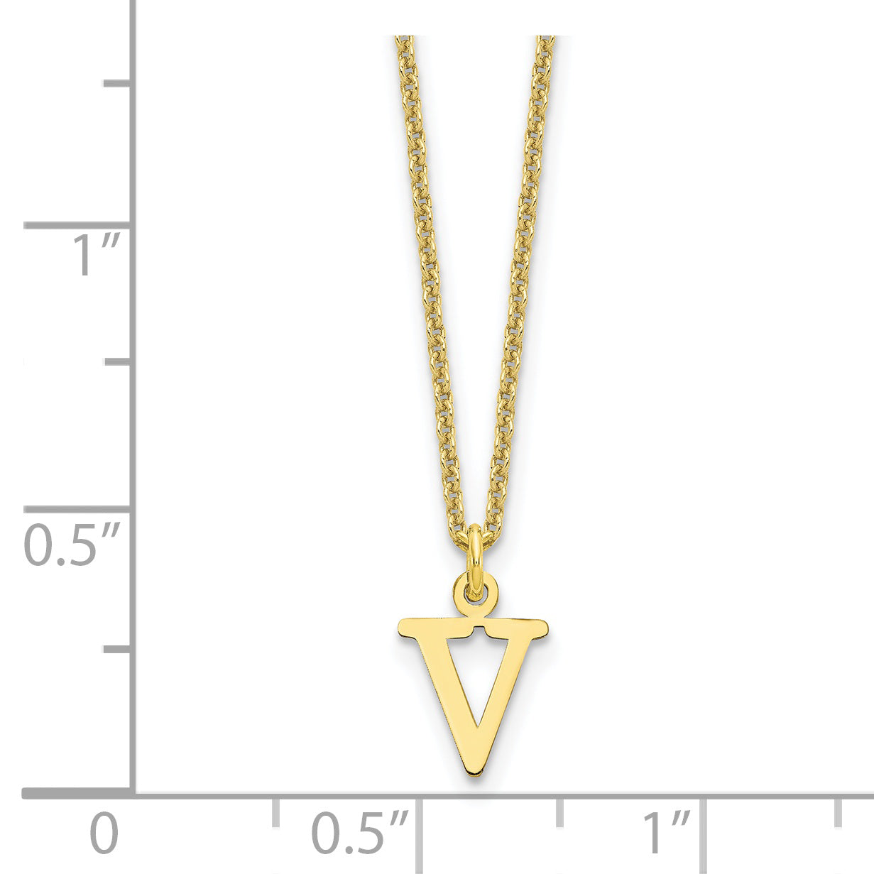 10KY Cutout Letter V Initial Necklace