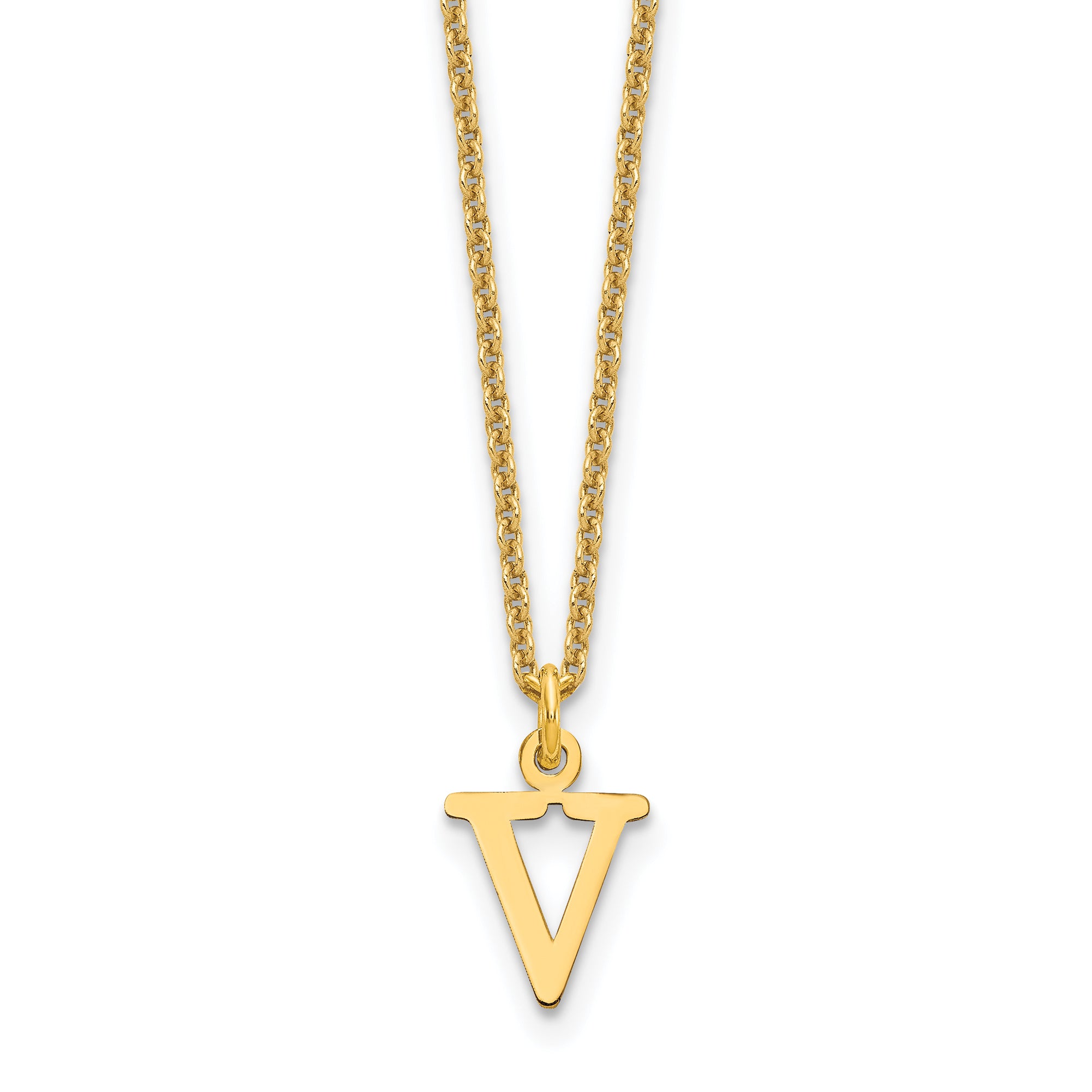 10KY Cutout Letter V Initial Necklace