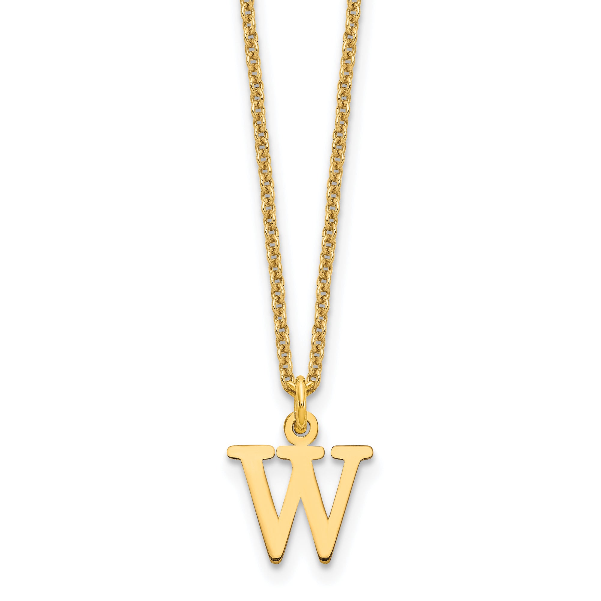 10KY Cutout Letter W Initial Necklace