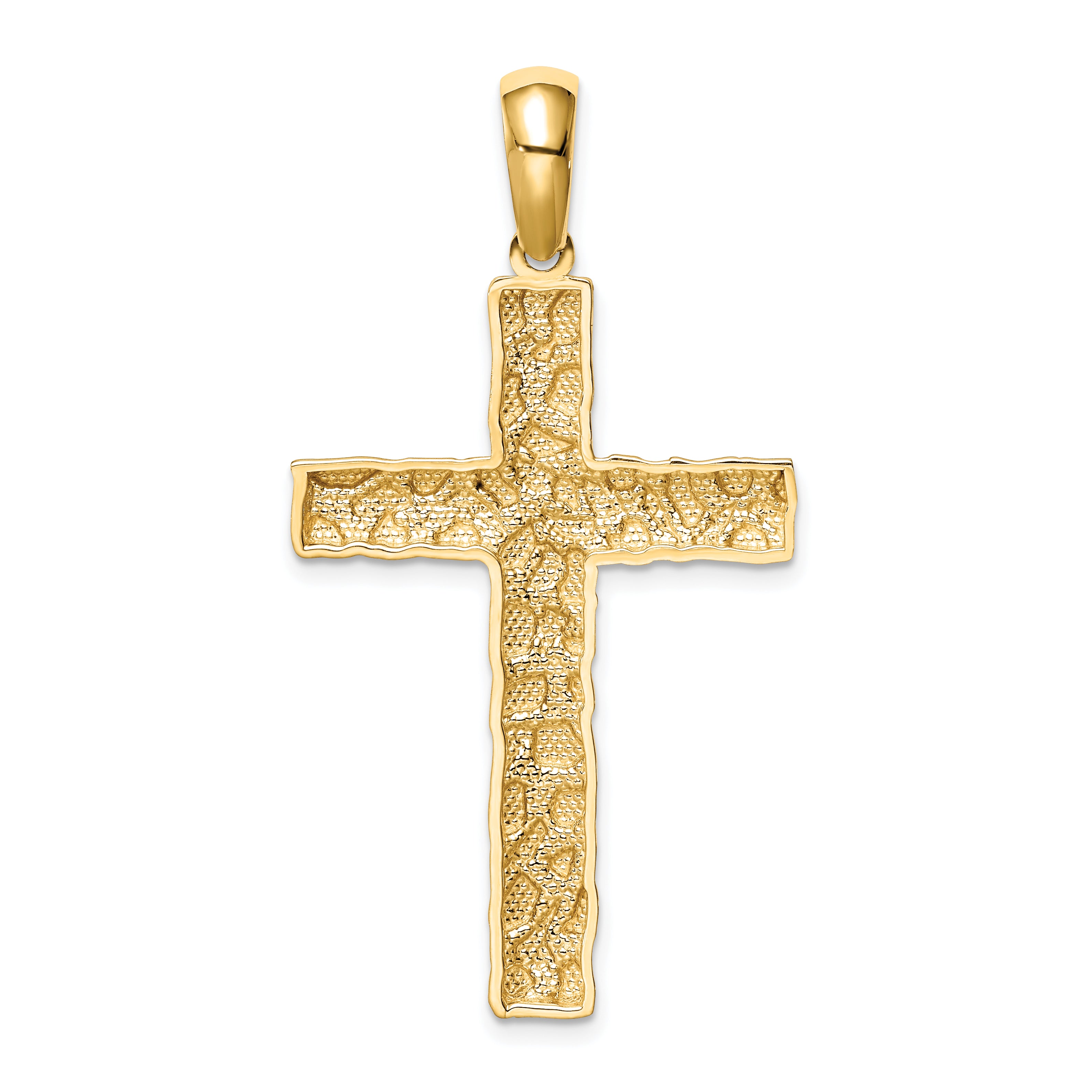 10K Nugget Cross Pendant