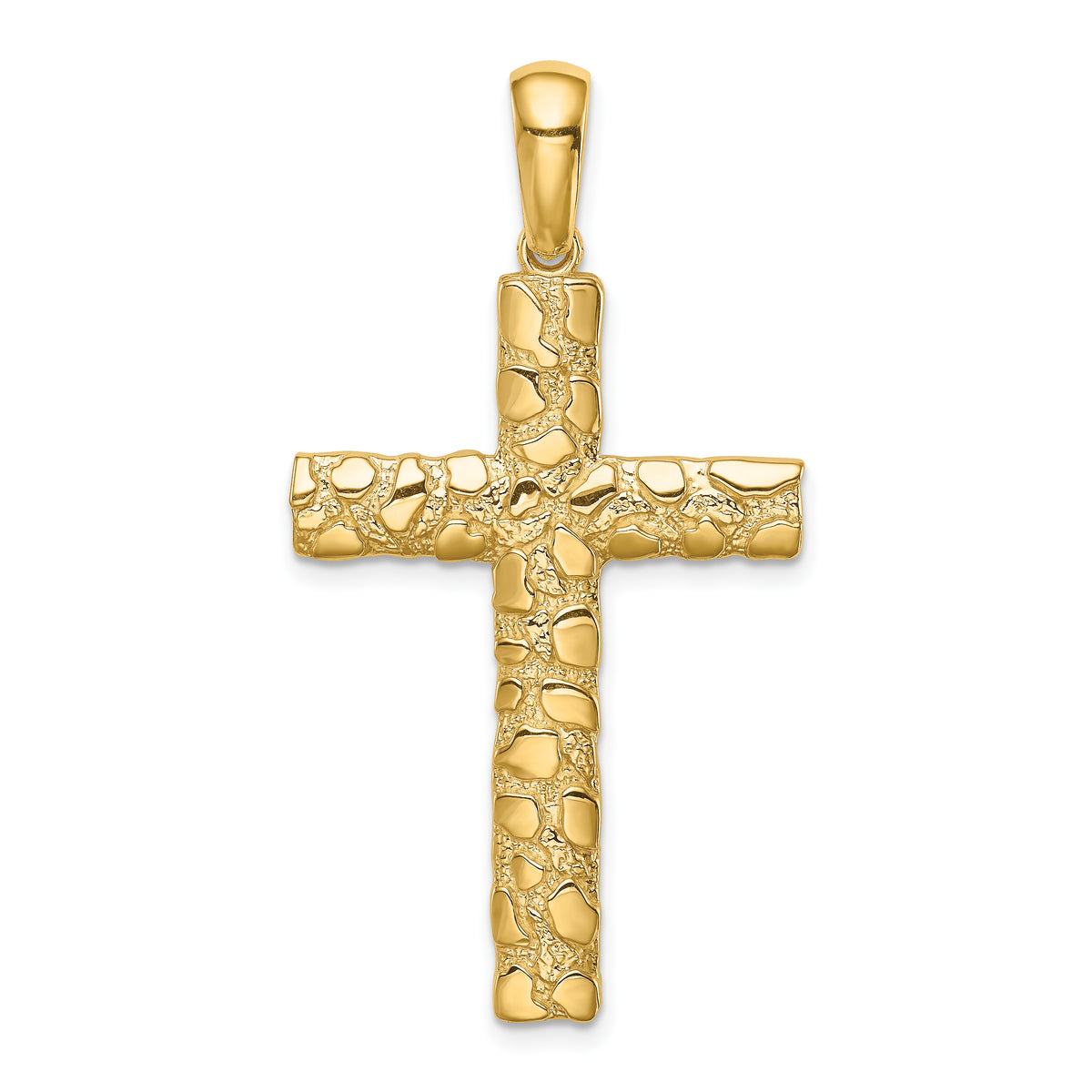 10K Nugget Cross Pendant