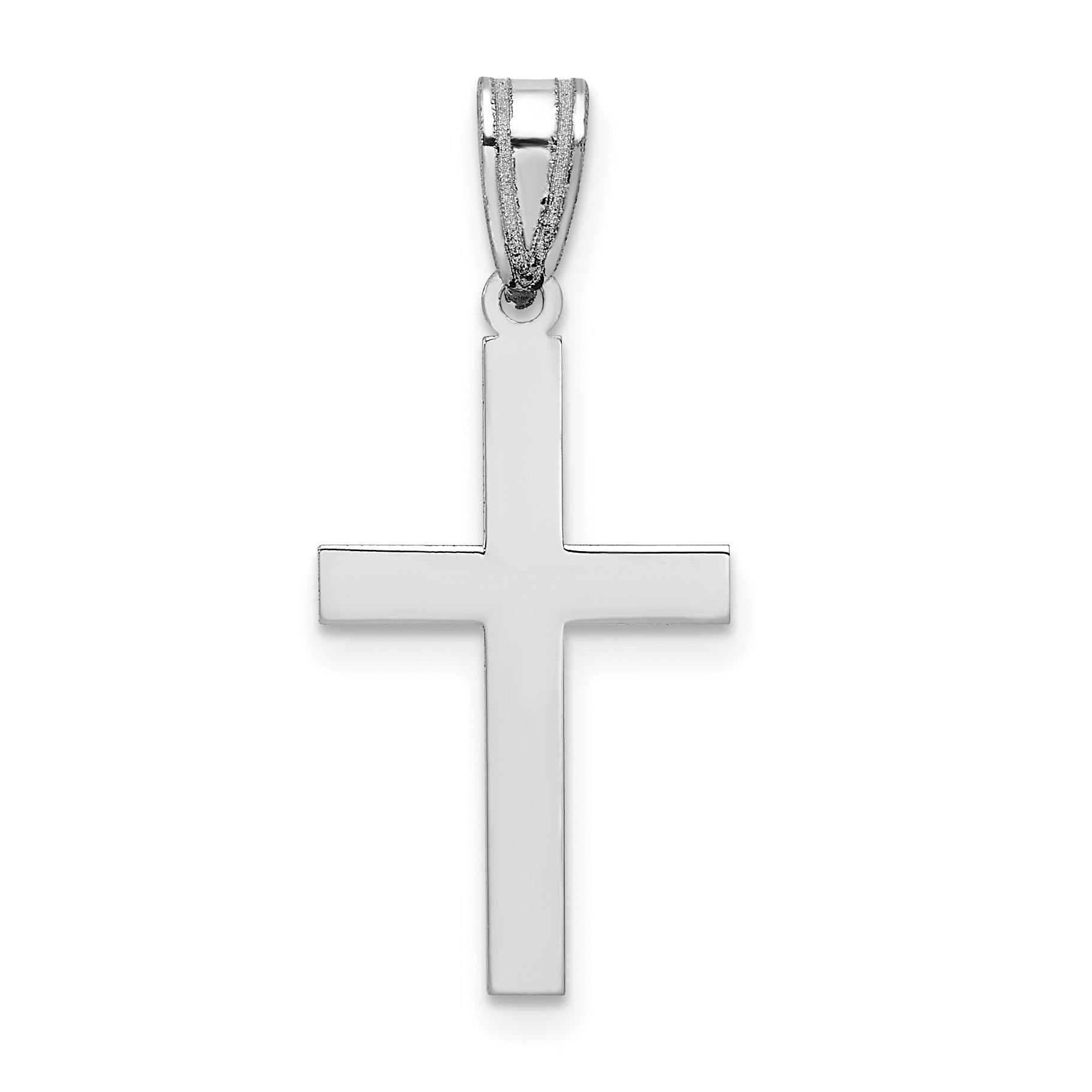 10k White Gold Polished Cross Pendant