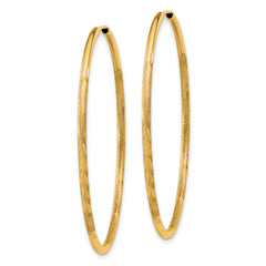 10k 1.5mm Satin Diamond-cut Endless Hoop Earrings