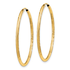 10k 1.5mm Satin Diamond-cut Endless Hoop Earrings