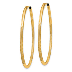 10k 2mm Satin Diamond-cut Endless Hoop Earrings