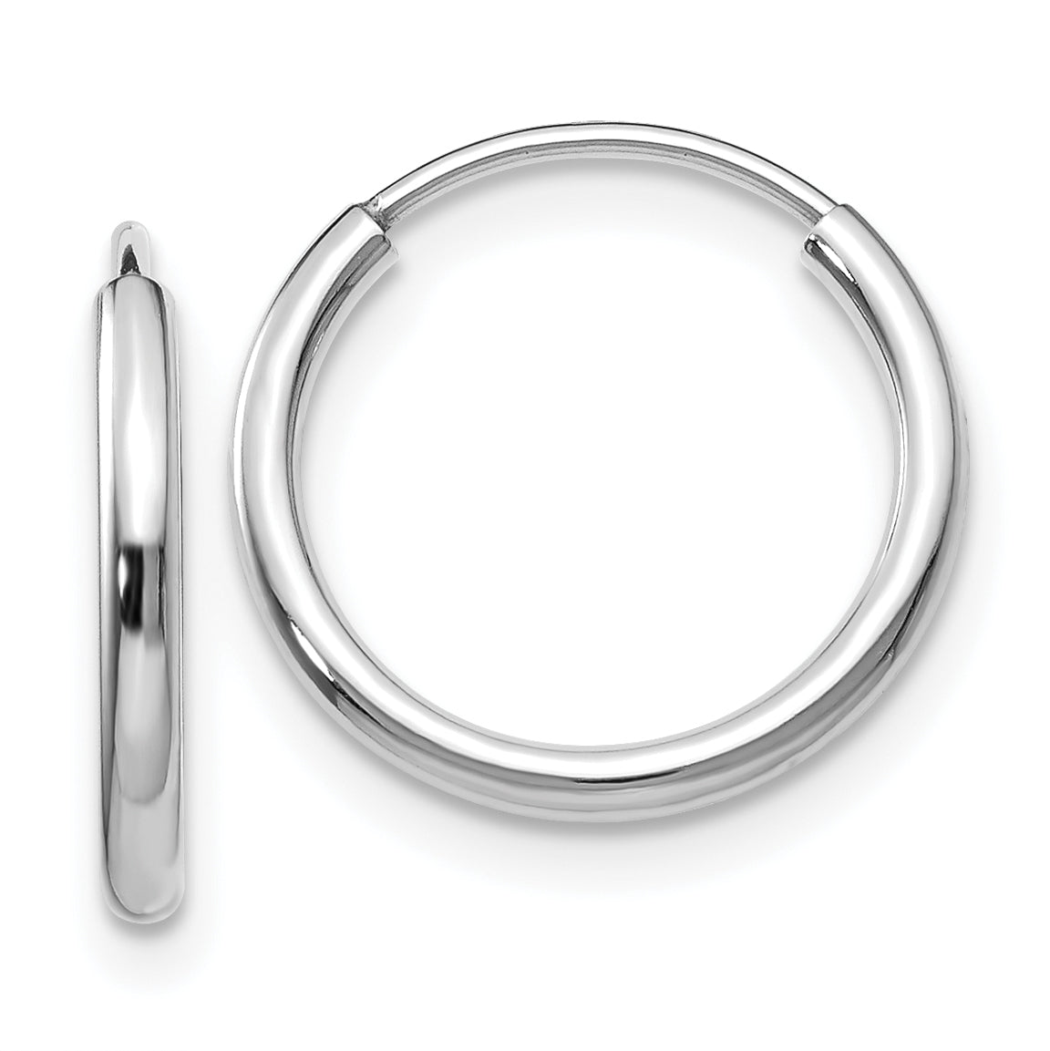 10k White Gold 1.5mm Polished Endless Hoop Earrings