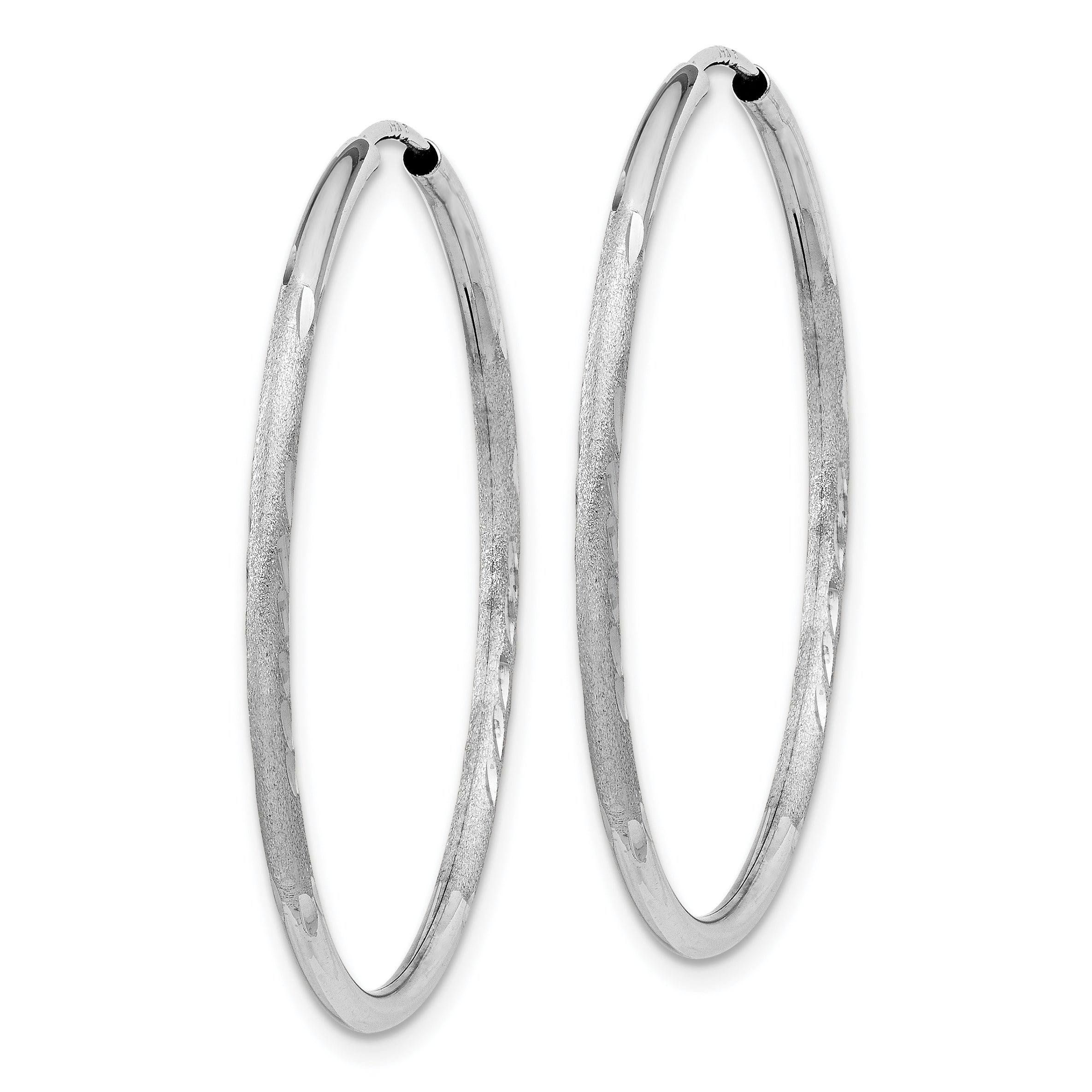 10k White Gold 1.5mm Diamond-cut Endless Hoop Earrings