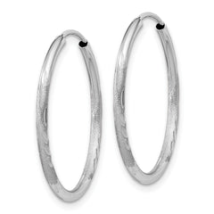 10k White Gold 1.5mm Diamond-cut Endless Hoop Earrings