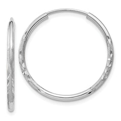 10k White Gold 1.5mm Diamond-cut Endless Hoop Earrings