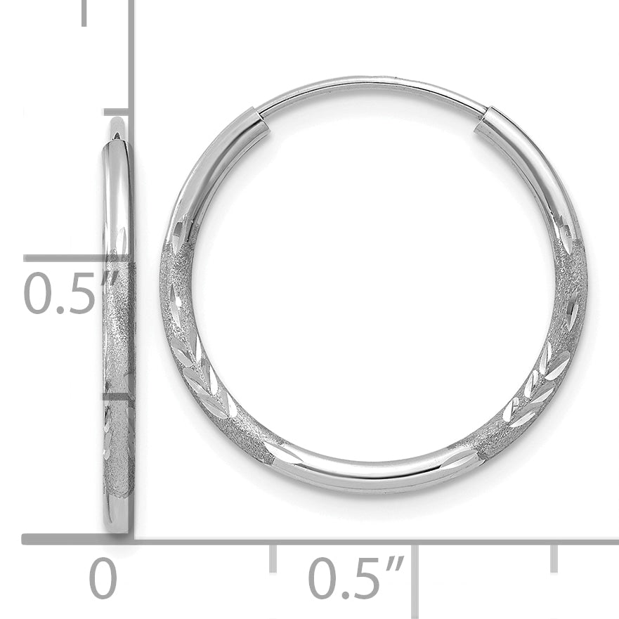 10k White Gold 1.5mm Diamond-cut Endless Hoop Earrings