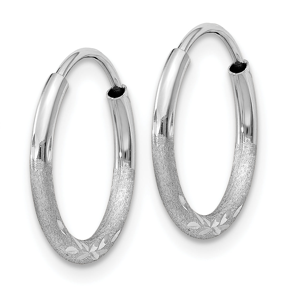 10k White Gold 1.5mm Diamond-cut Endless Hoop Earrings