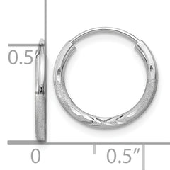 10k White Gold 1.5mm Diamond-cut Endless Hoop Earrings