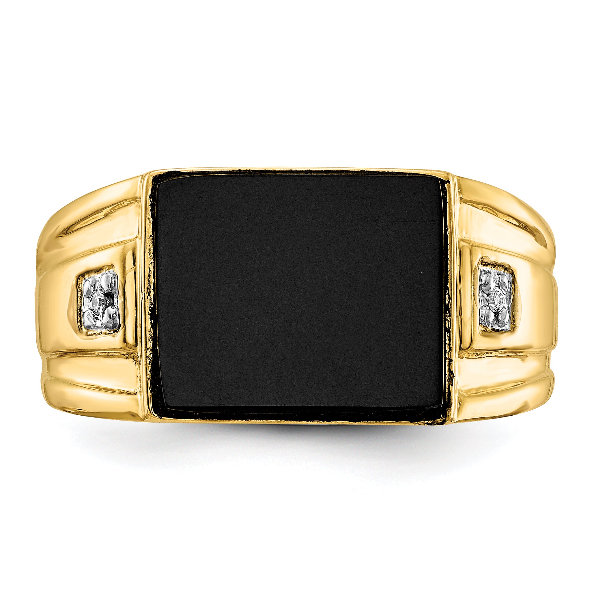 10K Men's Onyx and Diamond Ring