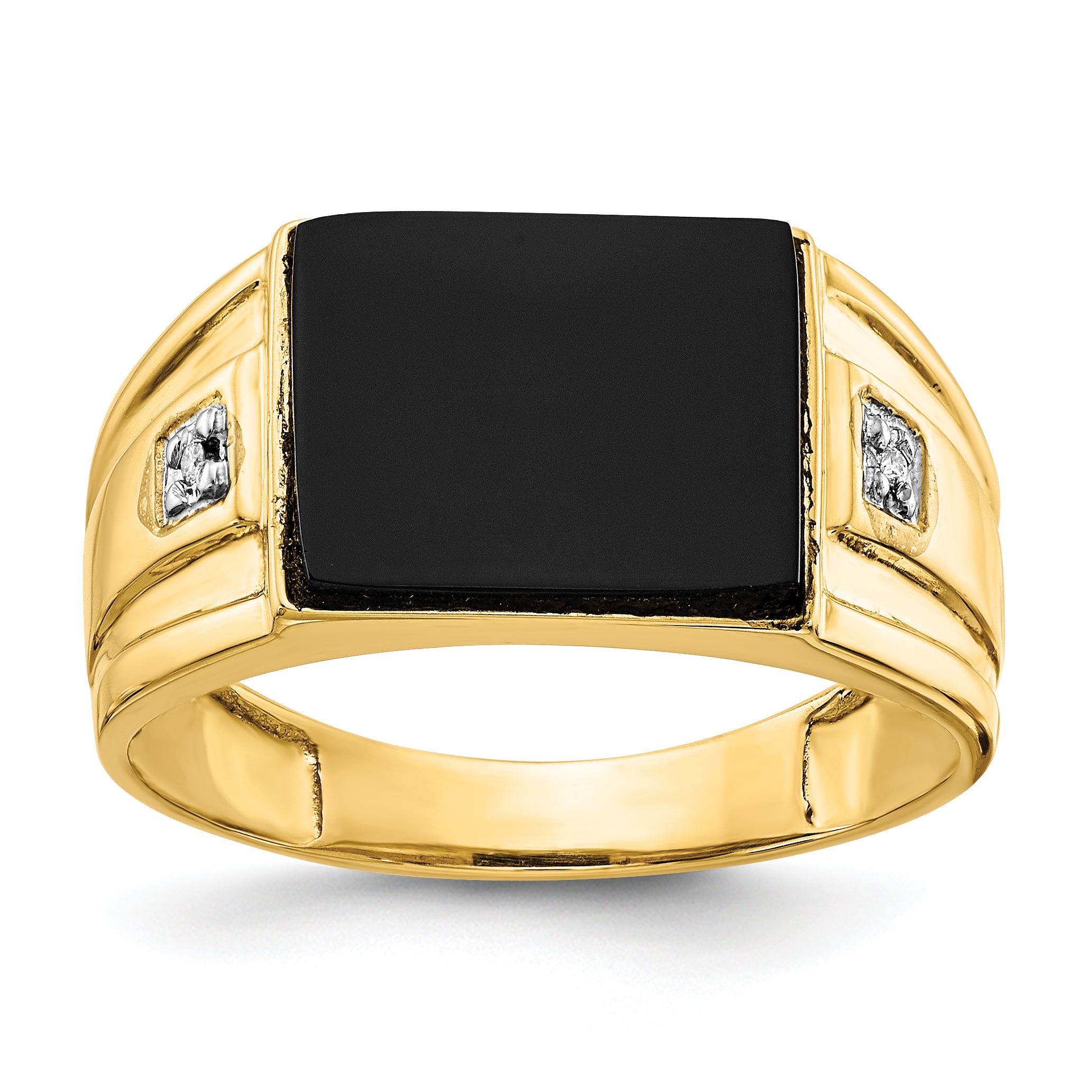 10K Men's Onyx and Diamond Ring