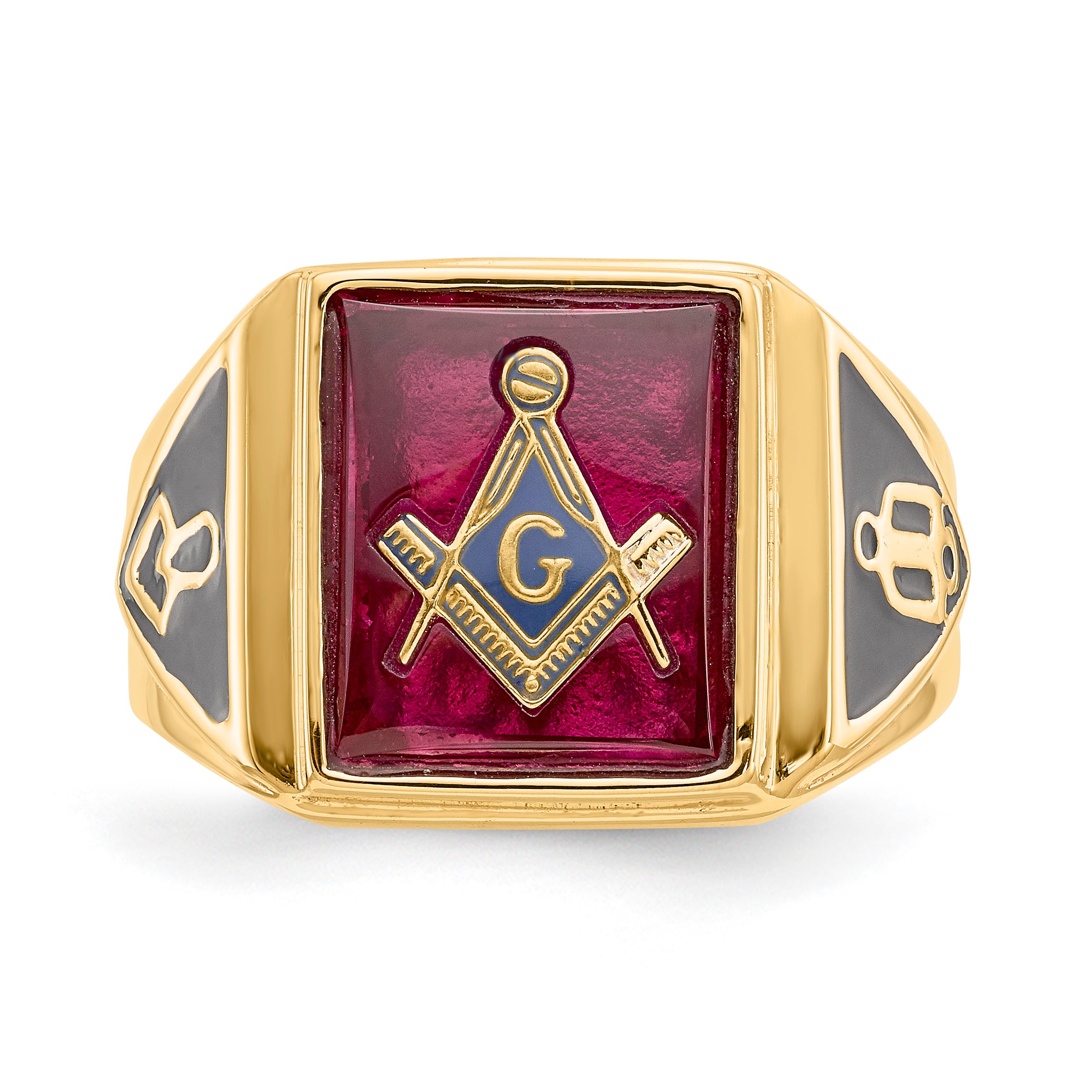 10k Men's Polished and Textured Masonic Ring Mounting