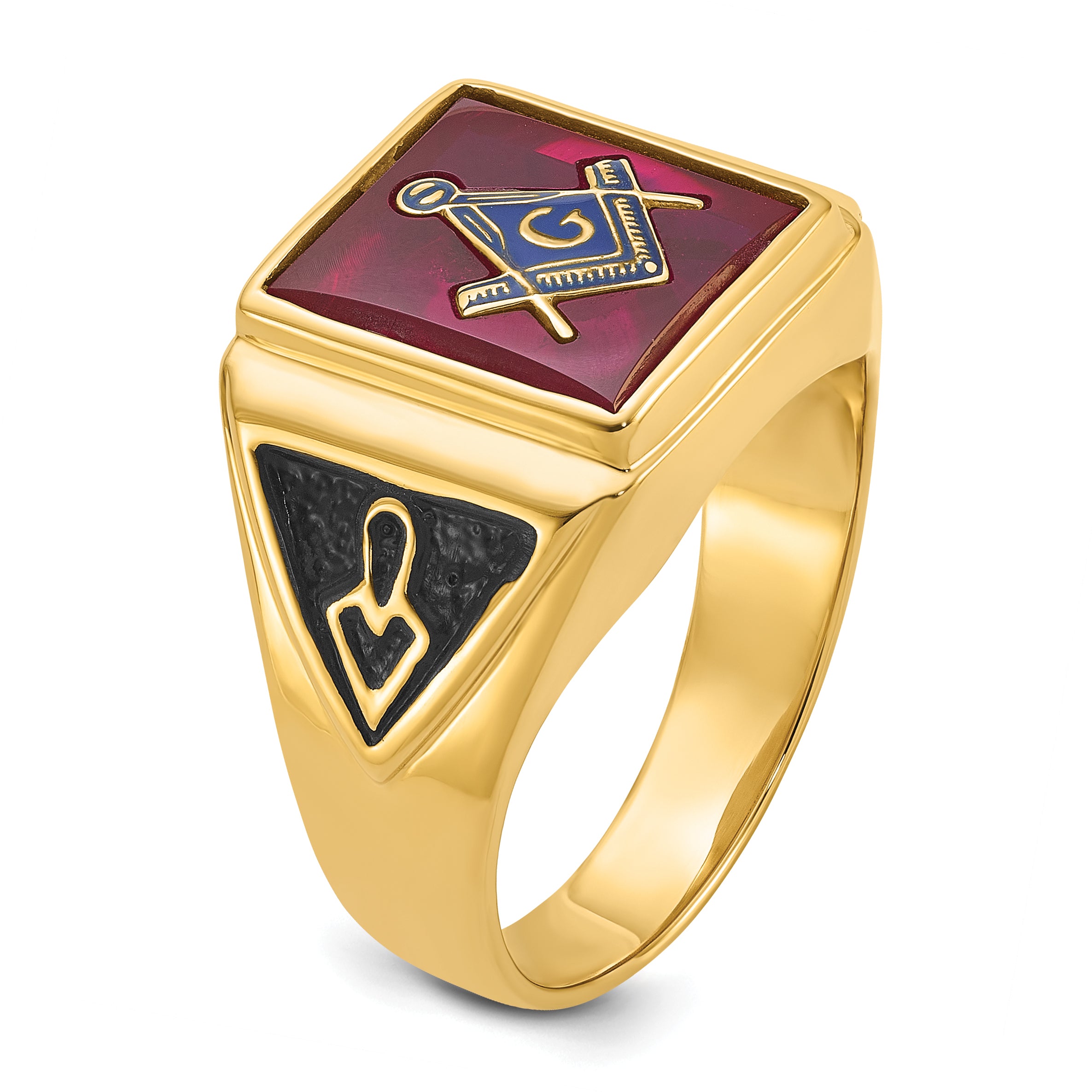 10k Men's Polished and Textured Masonic Ring Mounting