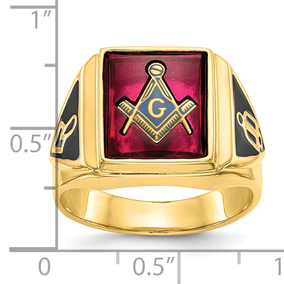 10k Men's Polished and Textured Masonic Ring Mounting