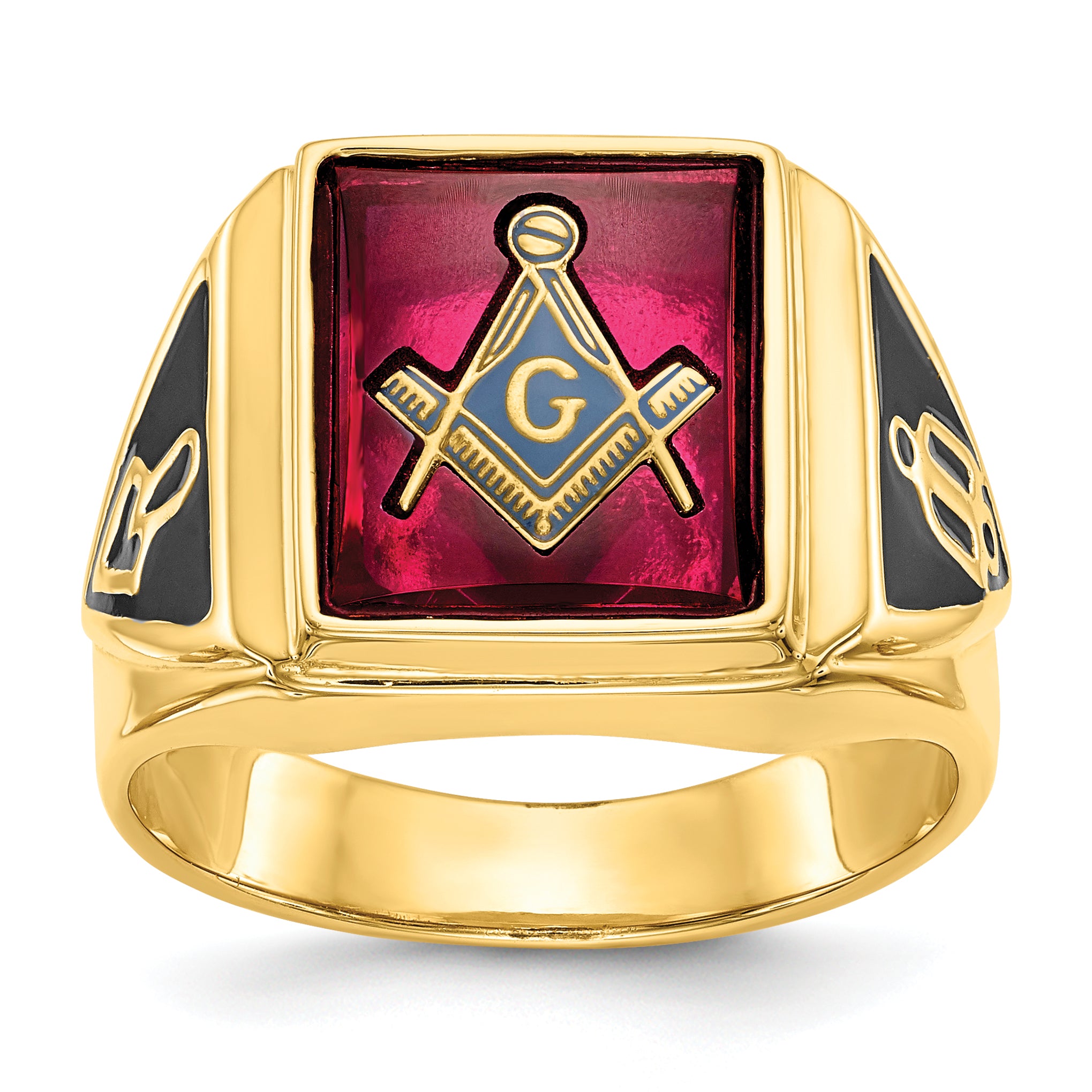 10k Men's Polished and Textured Masonic Ring Mounting