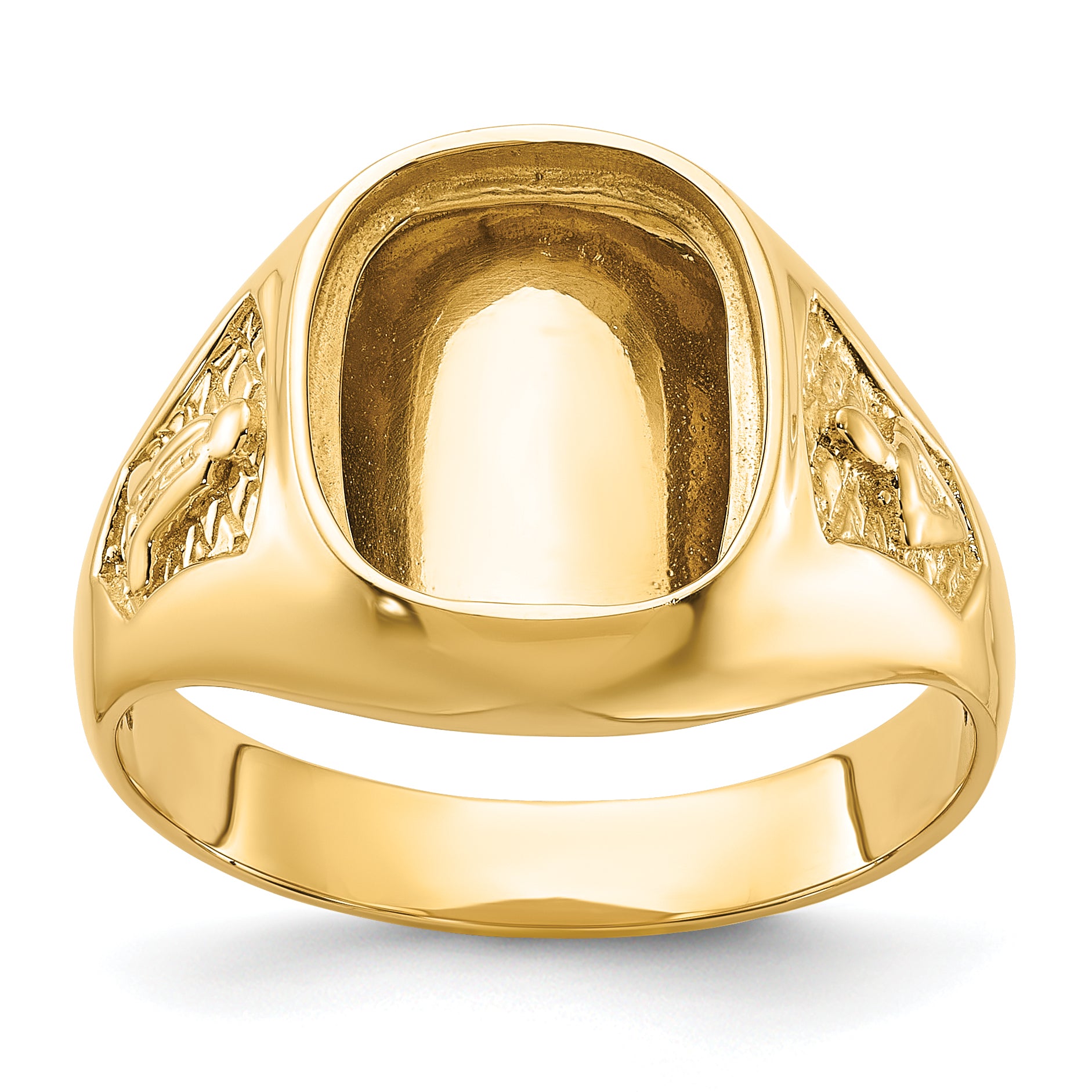 10k Men's Polished and Textured Masonic Ring Mounting