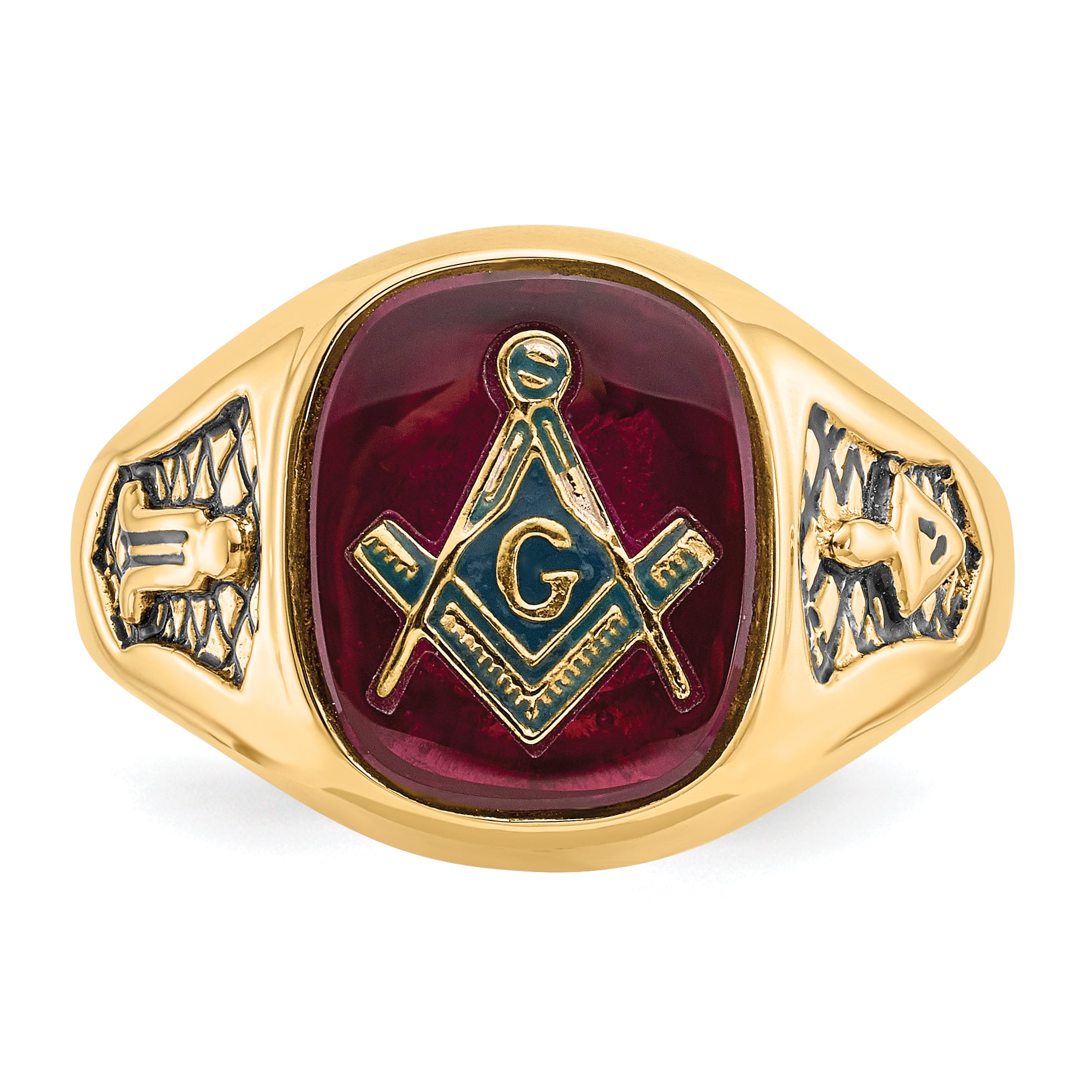 10k Men's Polished and Textured Masonic Ring Mounting