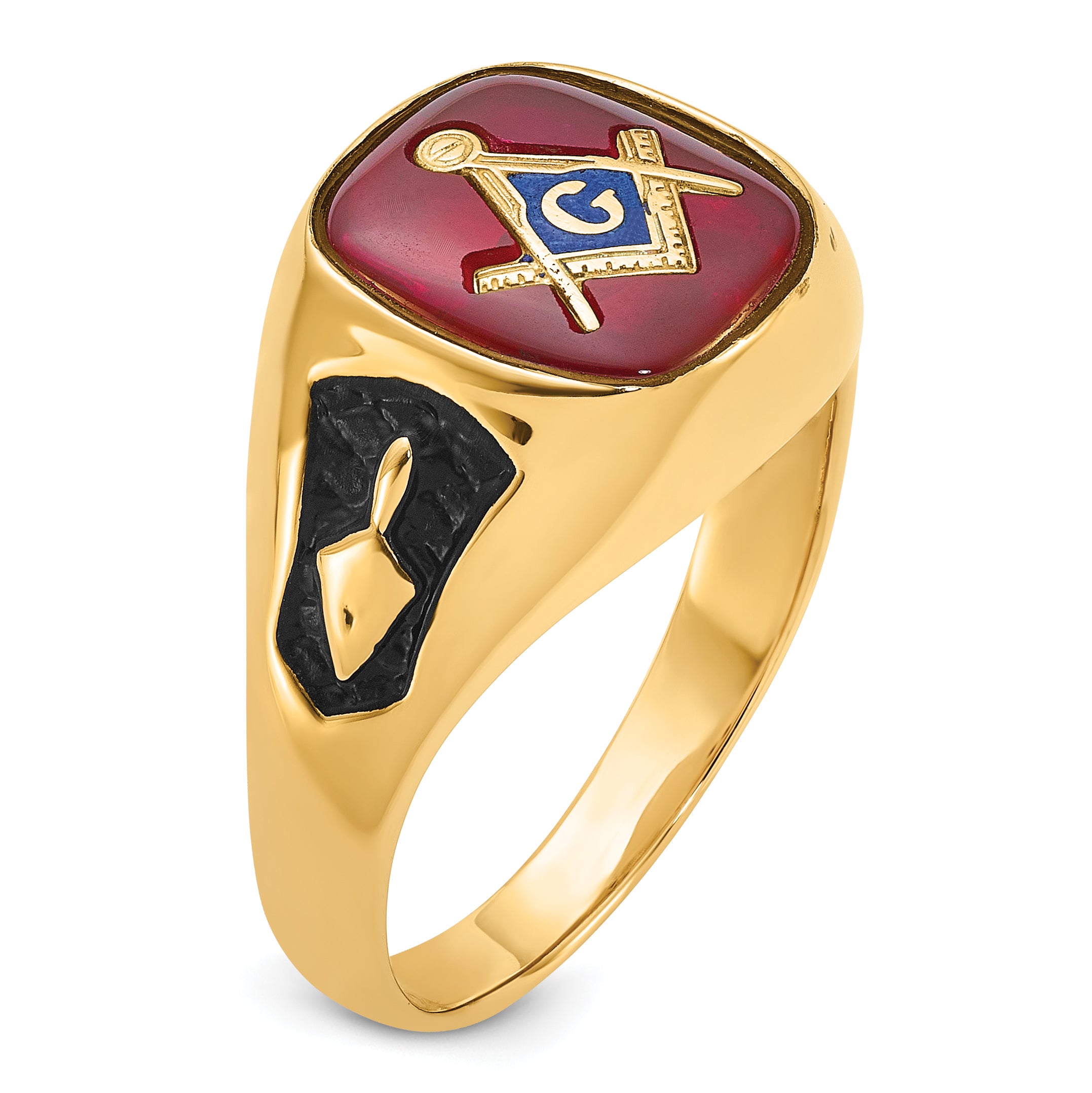 10k Men's Polished and Textured Masonic Ring Mounting