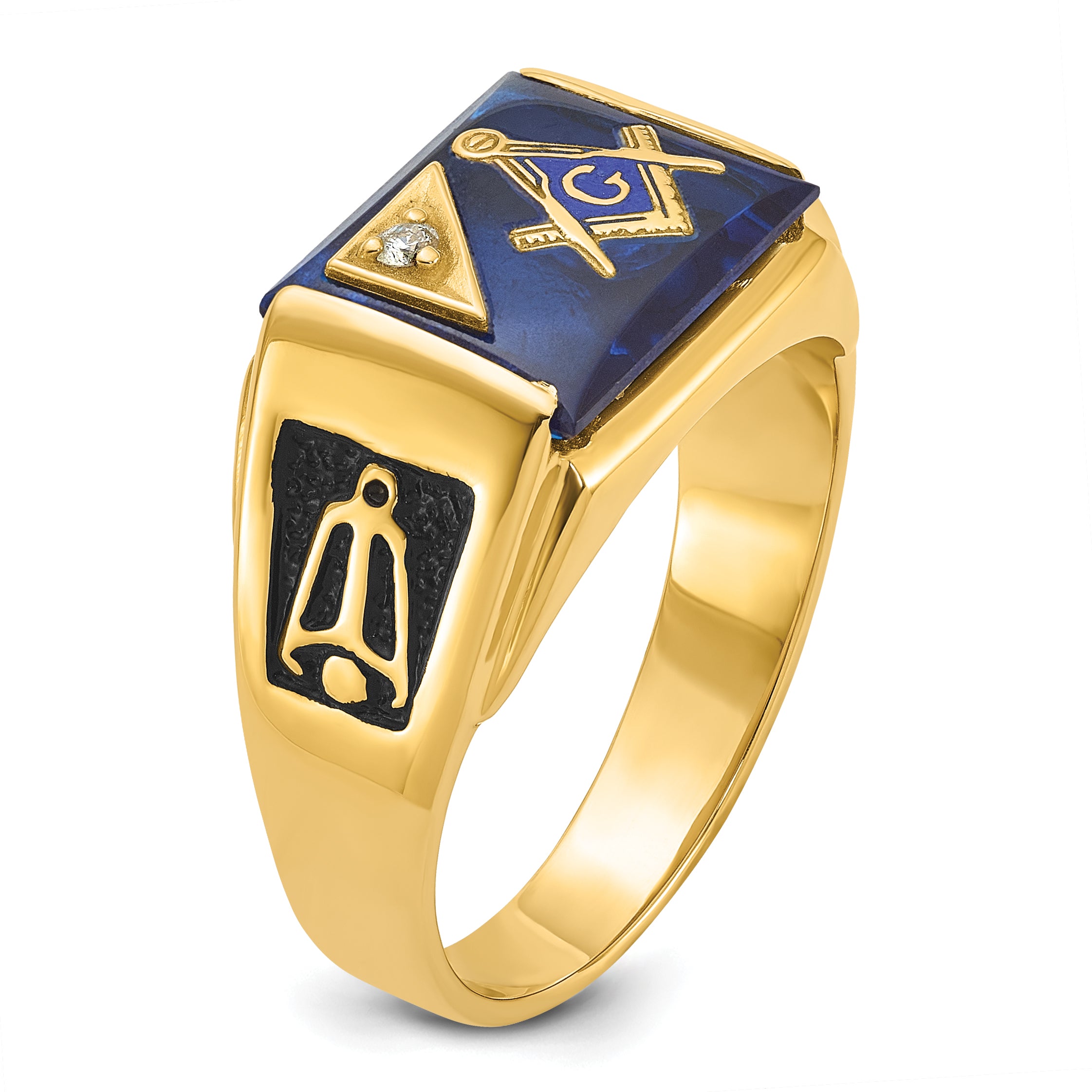 10k Men's Polished and Textured Masonic Ring Mounting