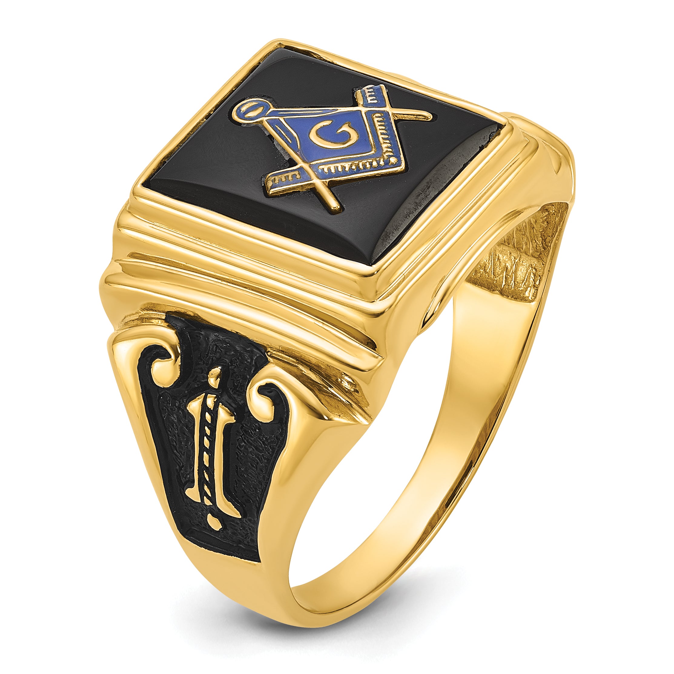 10k Men's Polished and Textured Masonic Ring Mounting