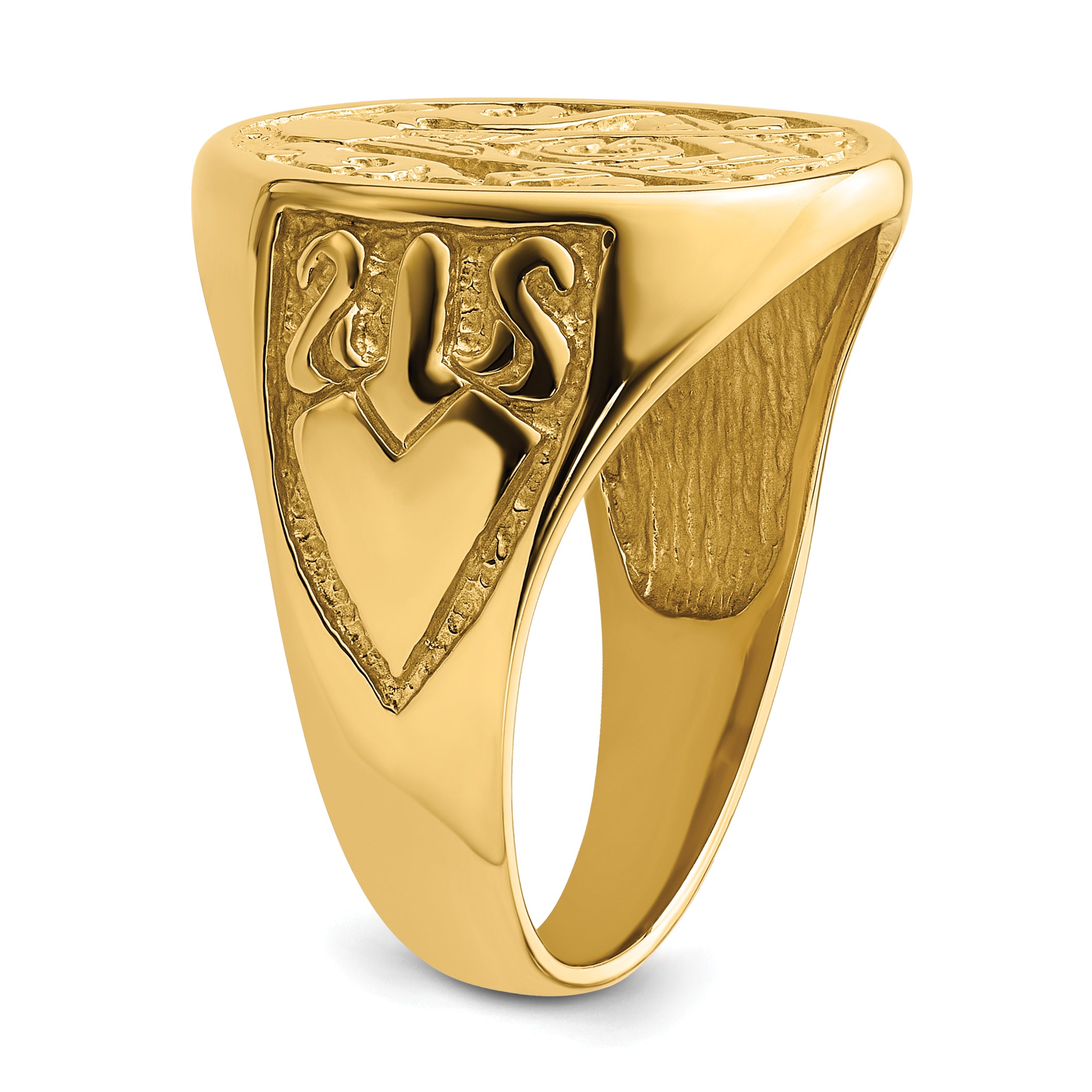 10k Men's Polished and Grooved (Not Enameled) Masonic Ring