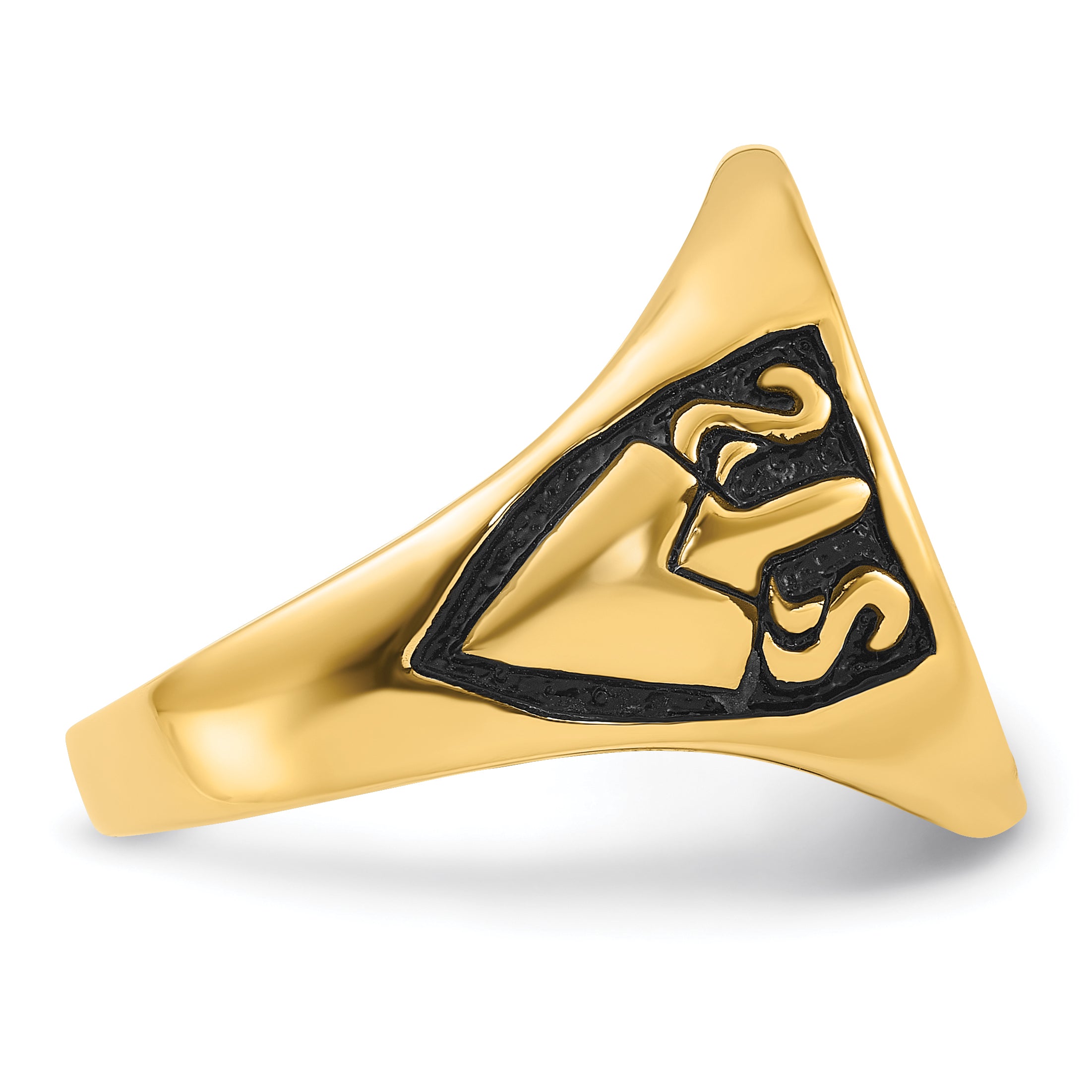 10k Men's Polished and Grooved (Not Enameled) Masonic Ring