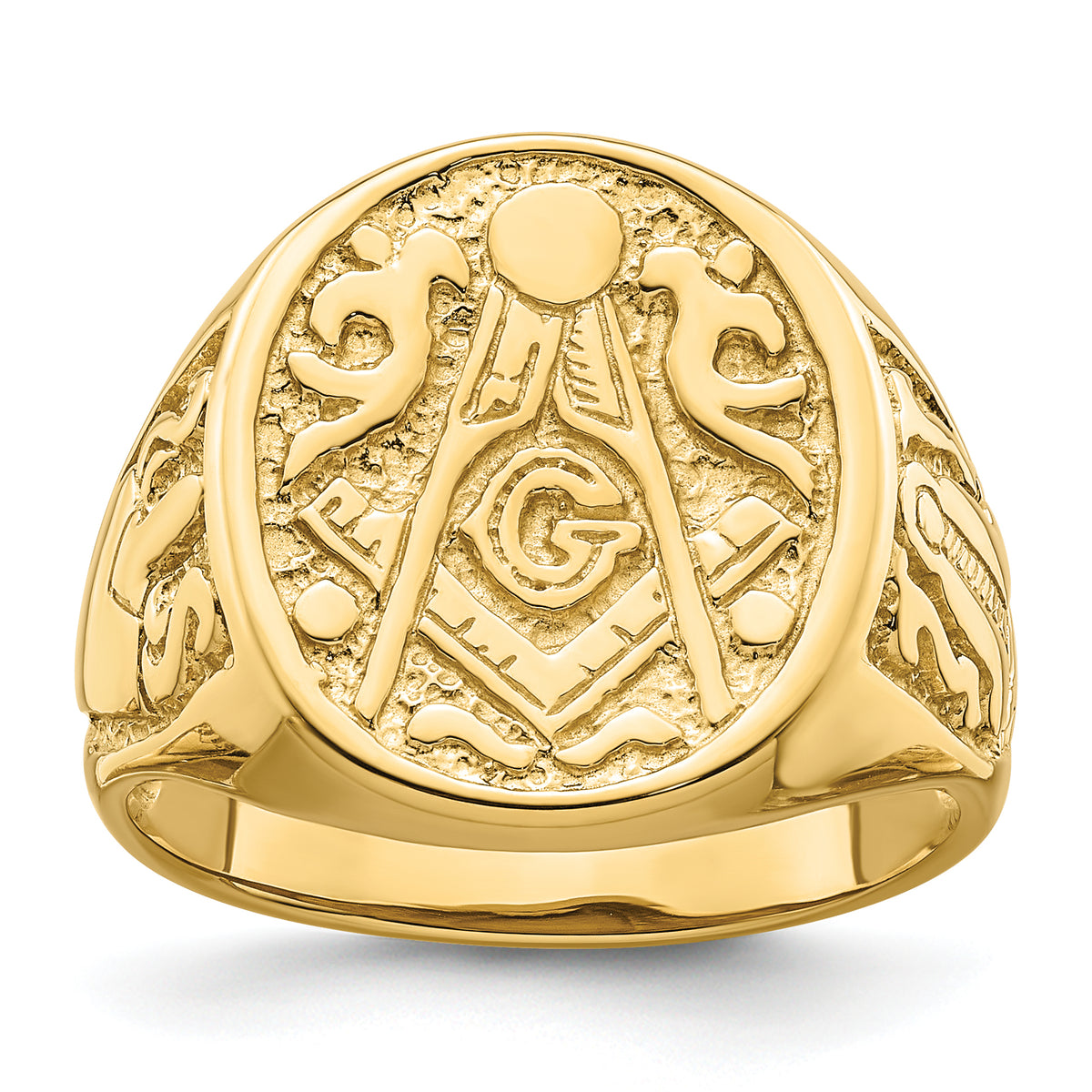 10k Men's Polished and Grooved (Not Enameled) Masonic Ring