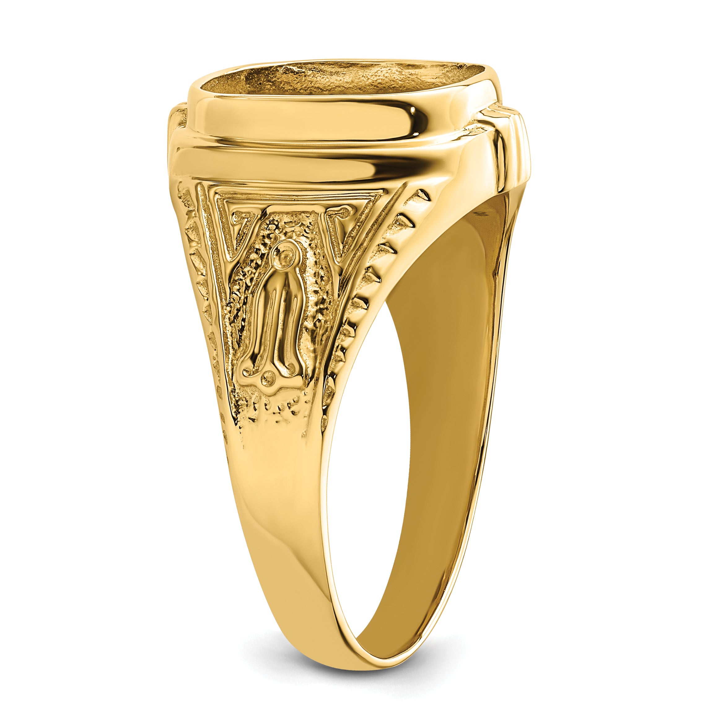 10k Men's Polished and Textured Masonic Ring Mounting