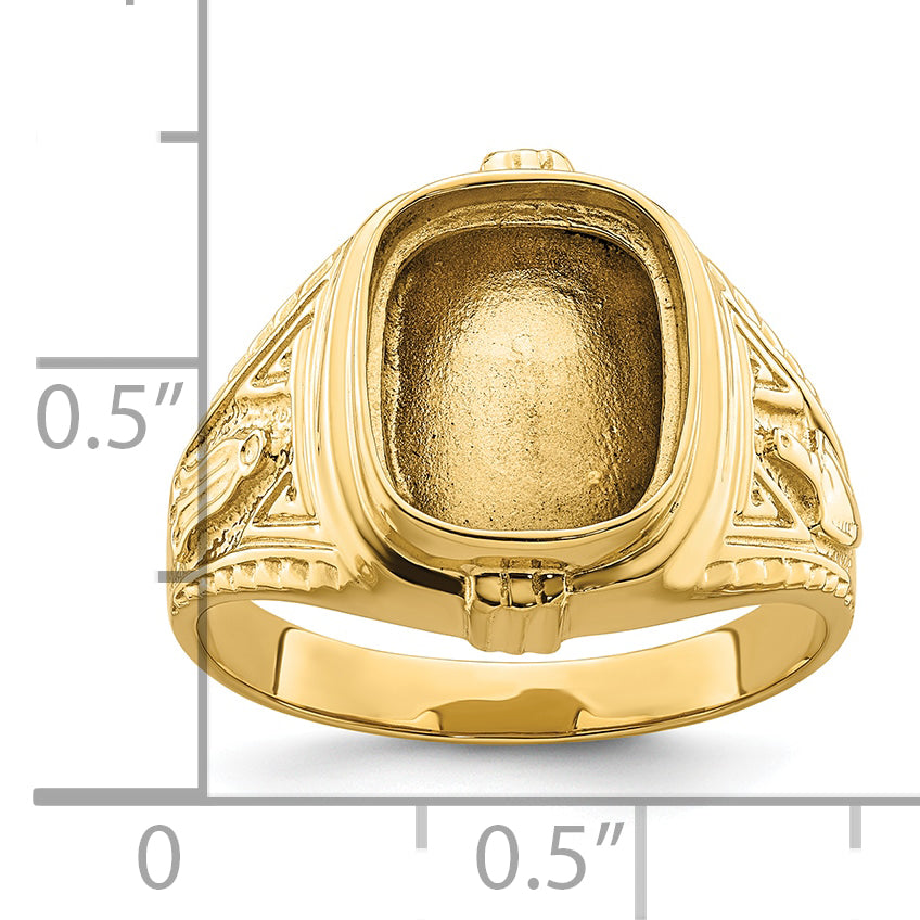 10k Men's Polished and Textured Masonic Ring Mounting