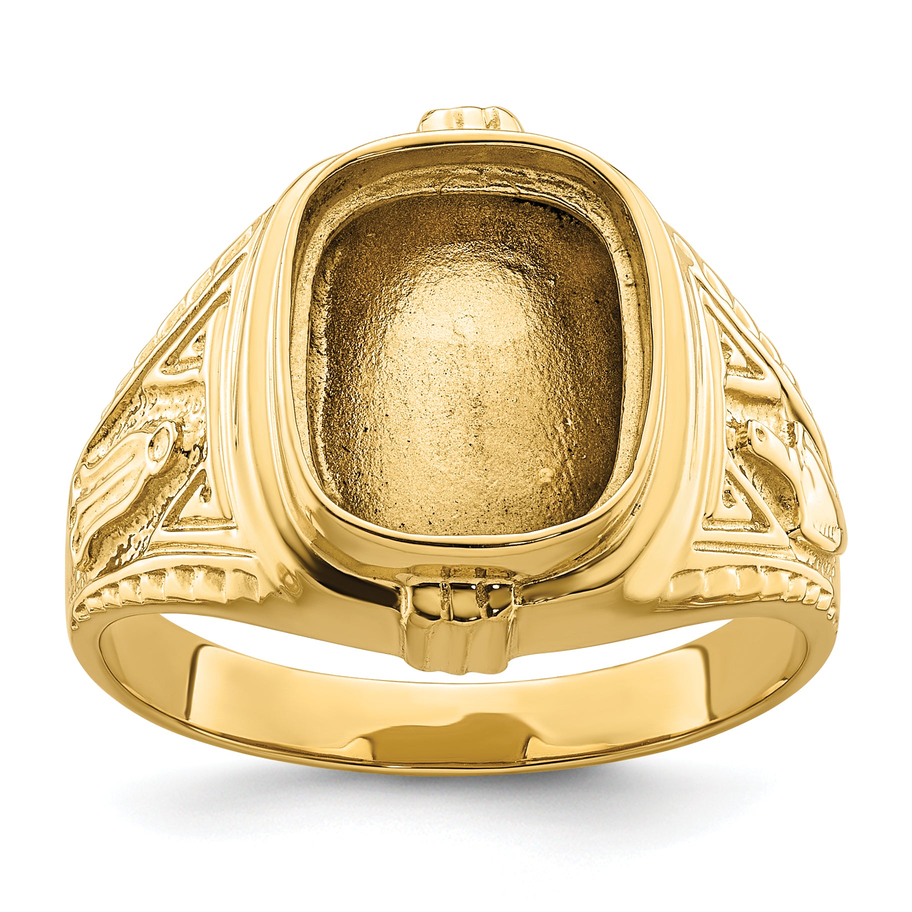 10k Men's Polished and Textured Masonic Ring Mounting