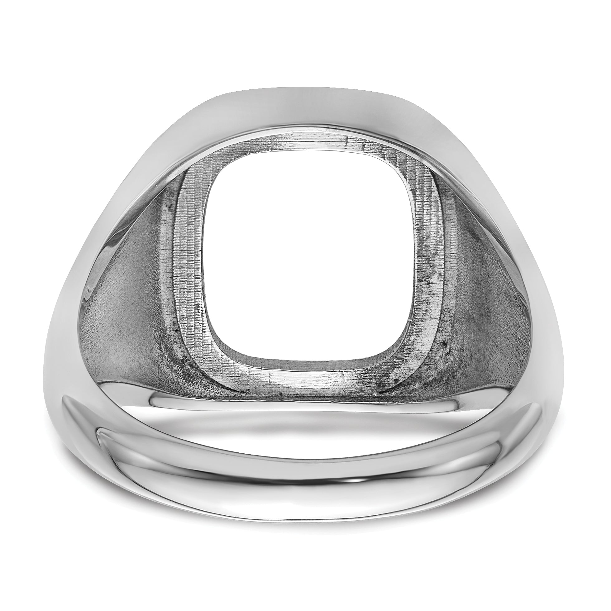 10k White Gold Men's Polished and Textured Masonic Ring Mounting