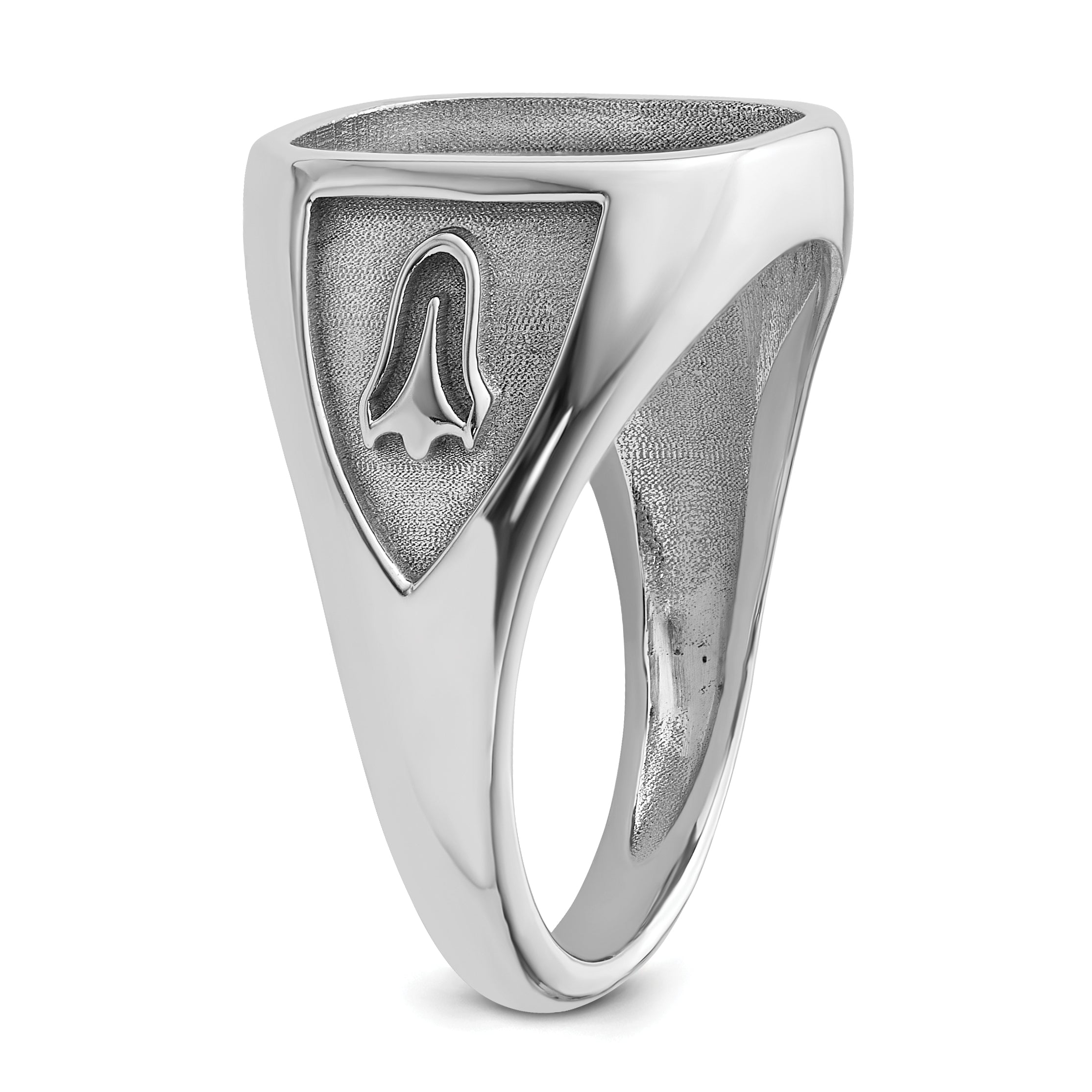 10k White Gold Men's Polished and Textured Masonic Ring Mounting