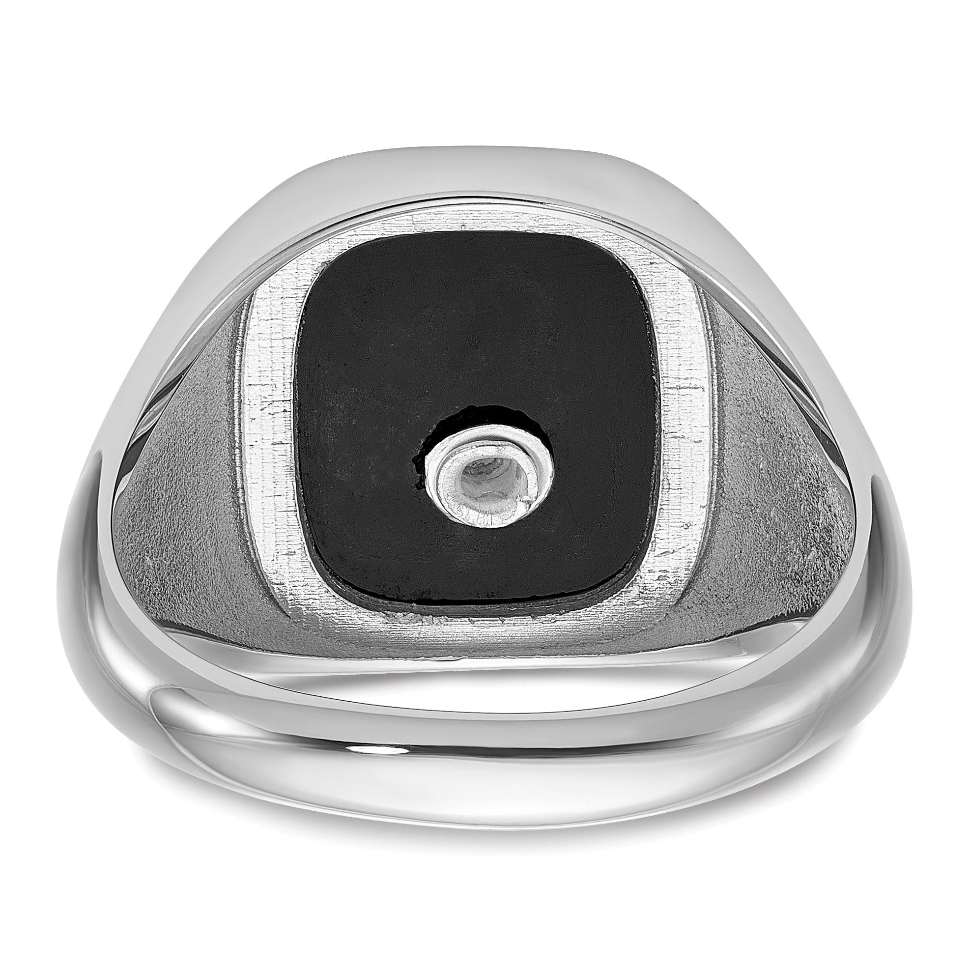 10k White Gold and Gold-plated Polished and Textured with Black Enamel and Onyx Masonic Ring