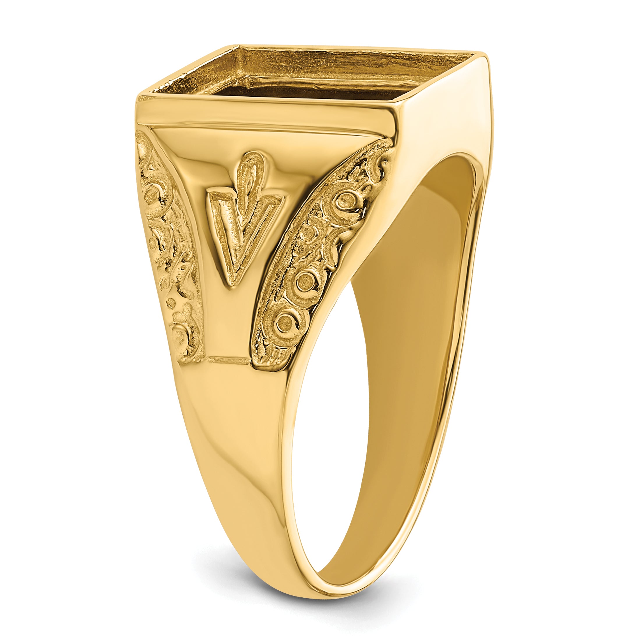 10k Men's Polished and Textured Masonic Ring Mounting