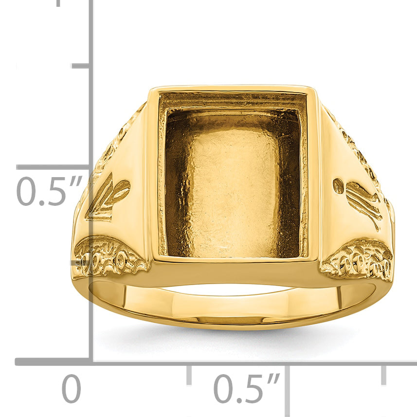 10k Men's Polished and Textured Masonic Ring Mounting