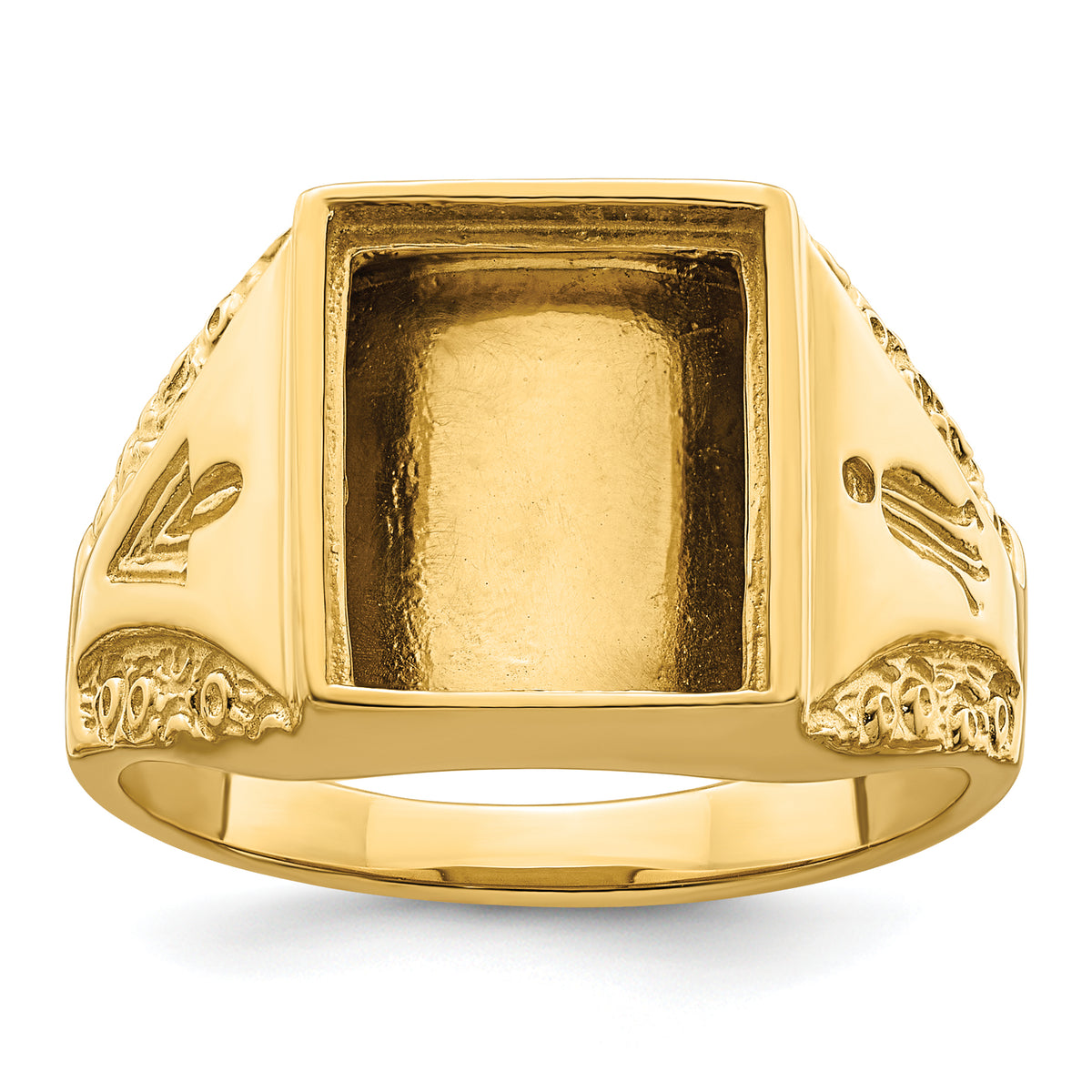 10k Men's Polished and Textured Masonic Ring Mounting