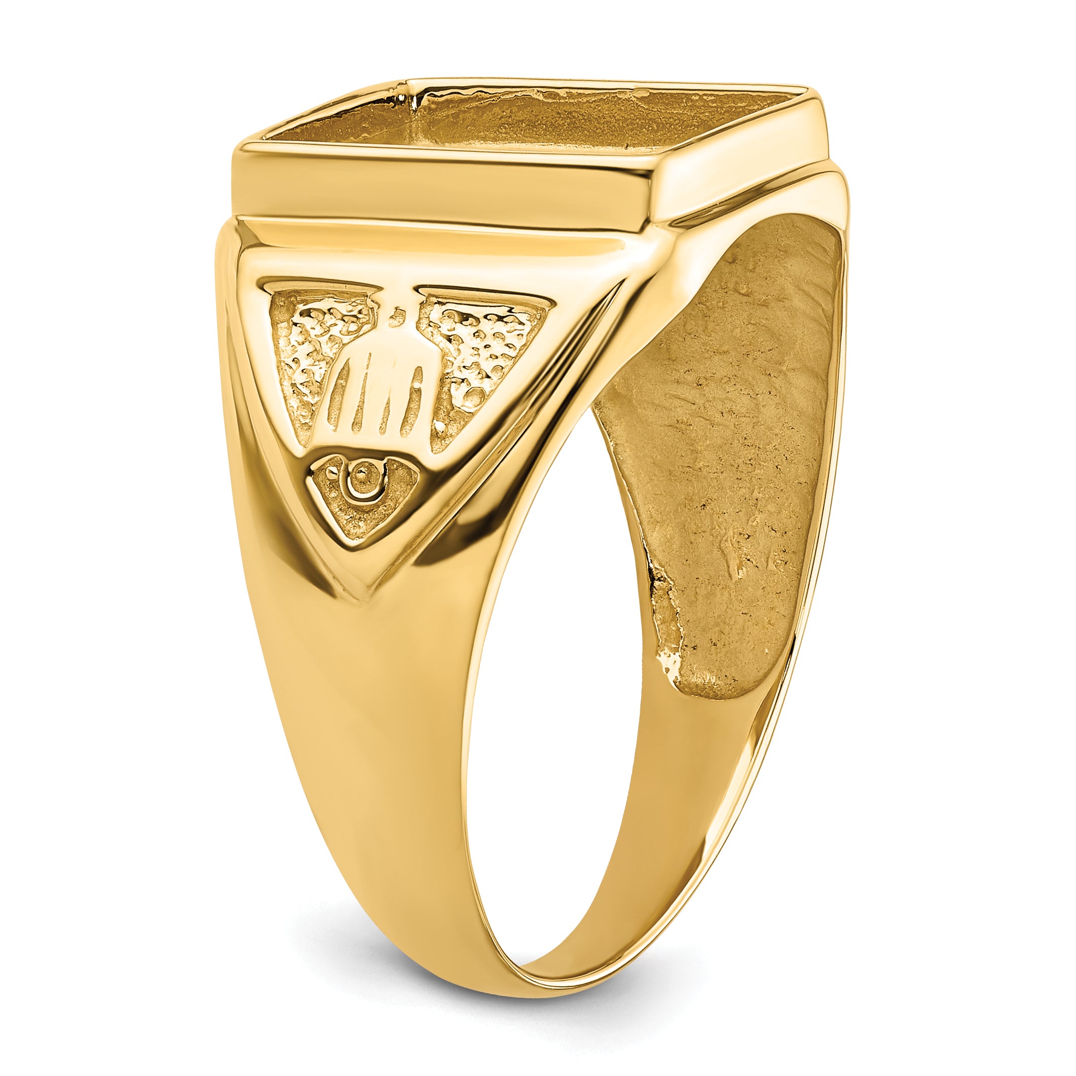 10k Men's Polished and Textured Masonic Ring Mounting