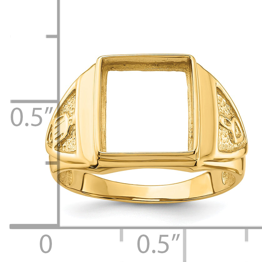 10k Men's Polished and Textured Masonic Ring Mounting