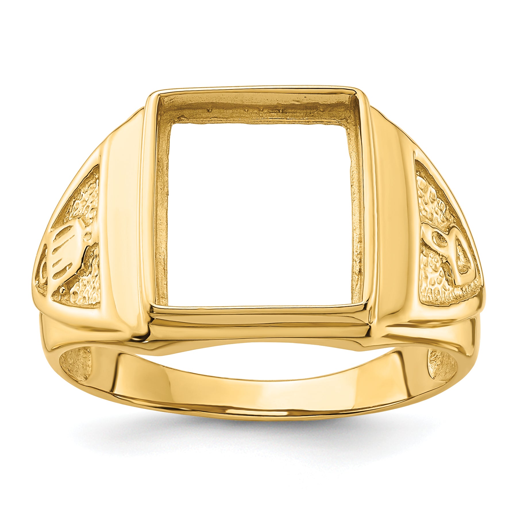 10k Men's Polished and Textured Masonic Ring Mounting