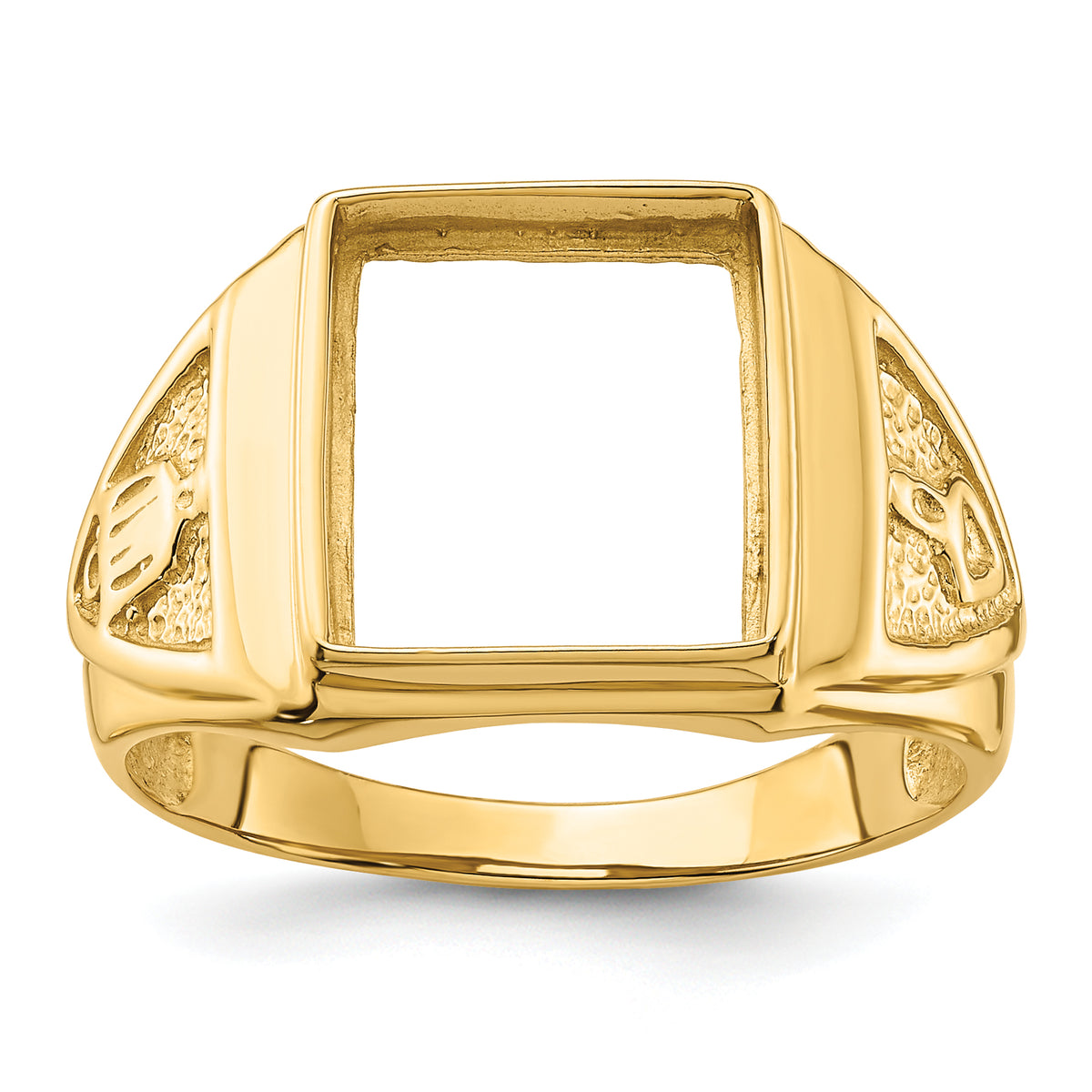 10k Men's Polished and Textured Masonic Ring Mounting