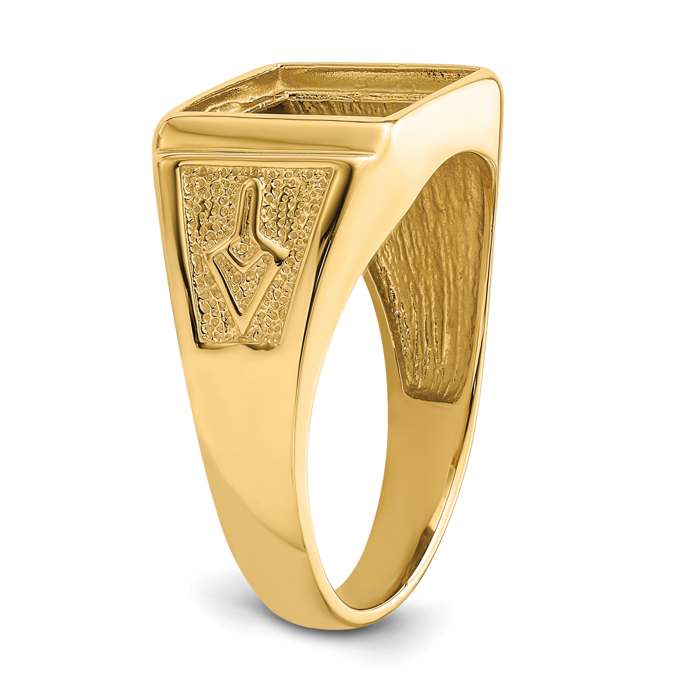 10k Men's Polished and Textured Masonic Ring Mounting